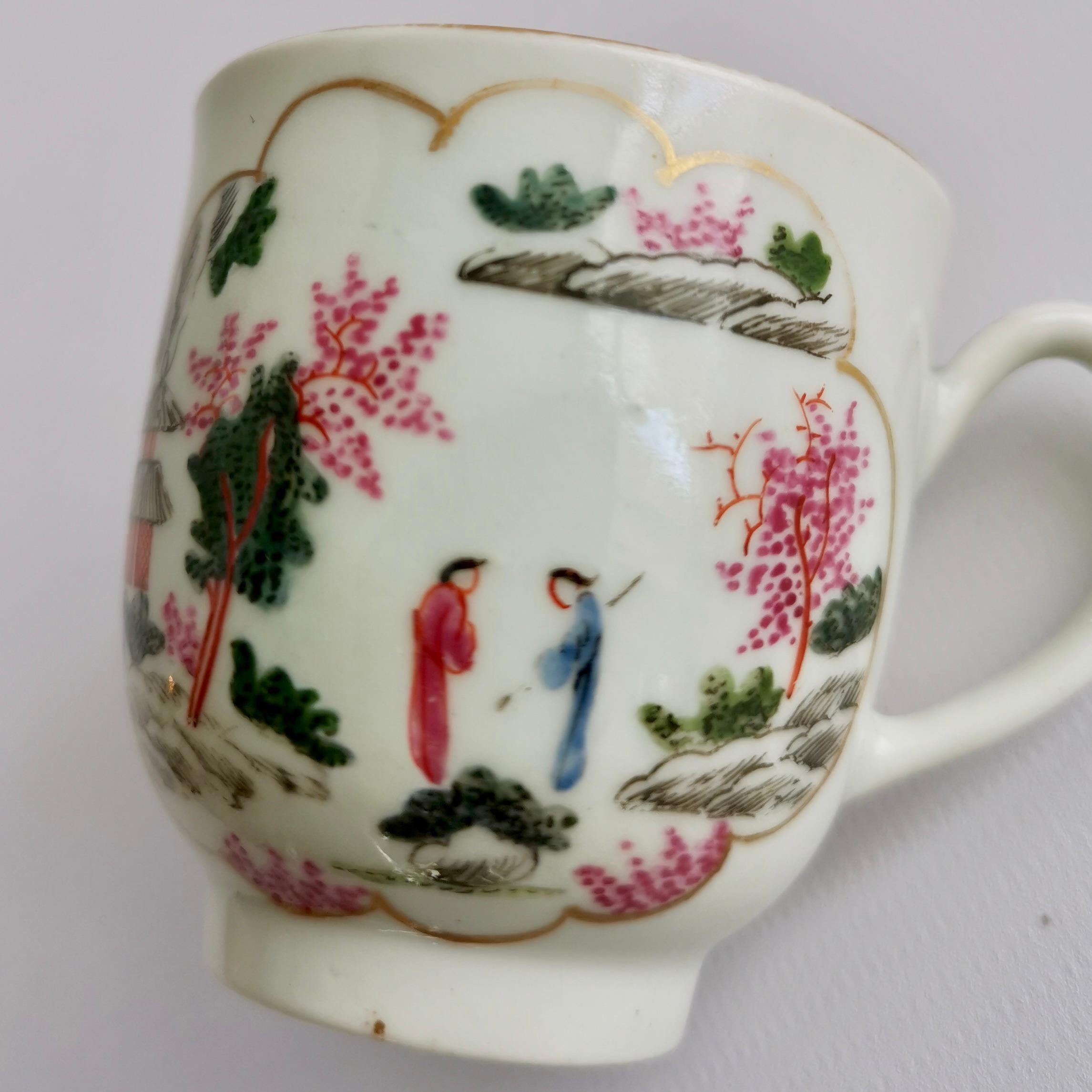 Hand-Painted Worcester Orphaned Coffee Cup, Stag Hunt Pattern, 1st Period, circa 1760