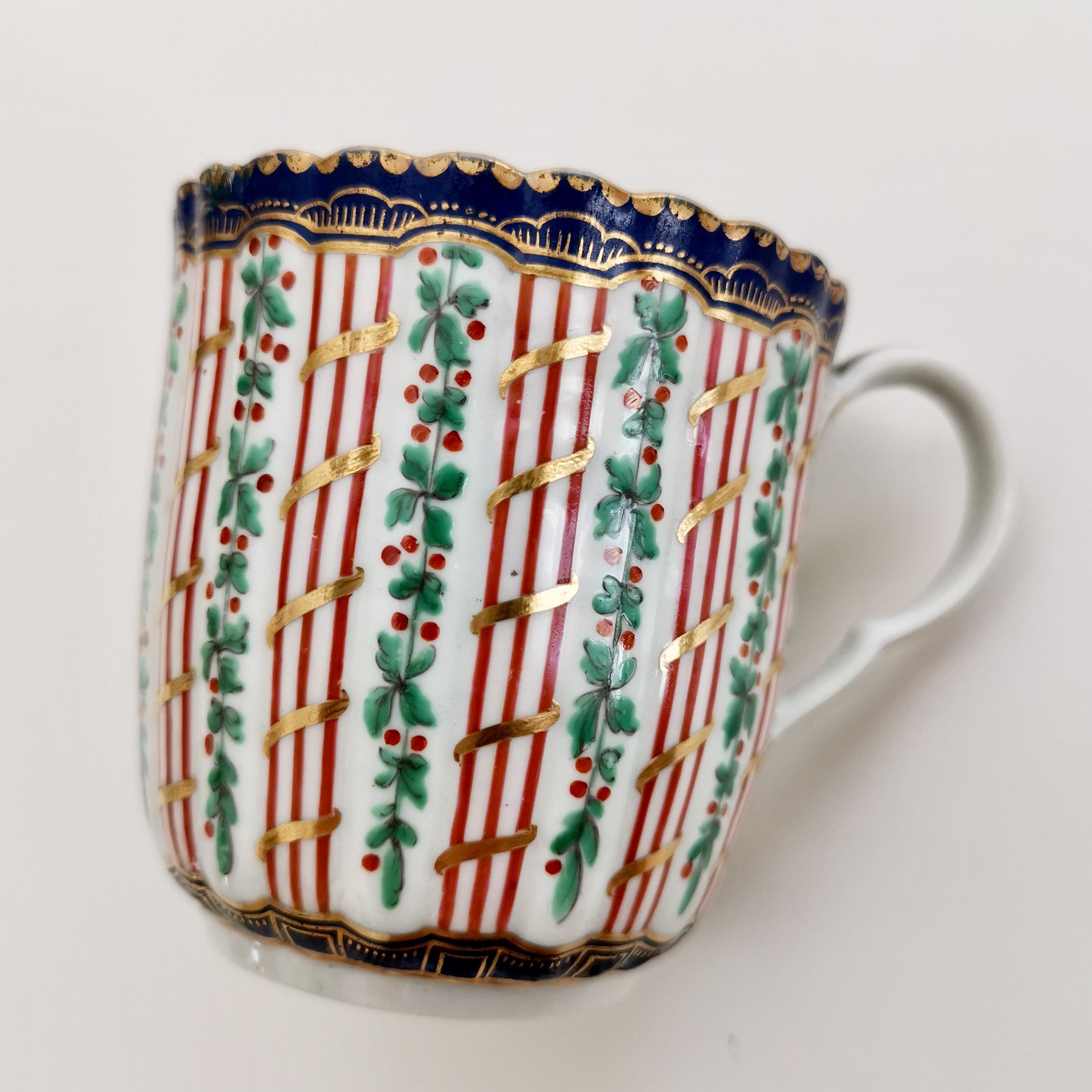 Late 18th Century Worcester Orphaned Porcelain Coffee Cup, Hop and Trellis, Georgian, circa 1775