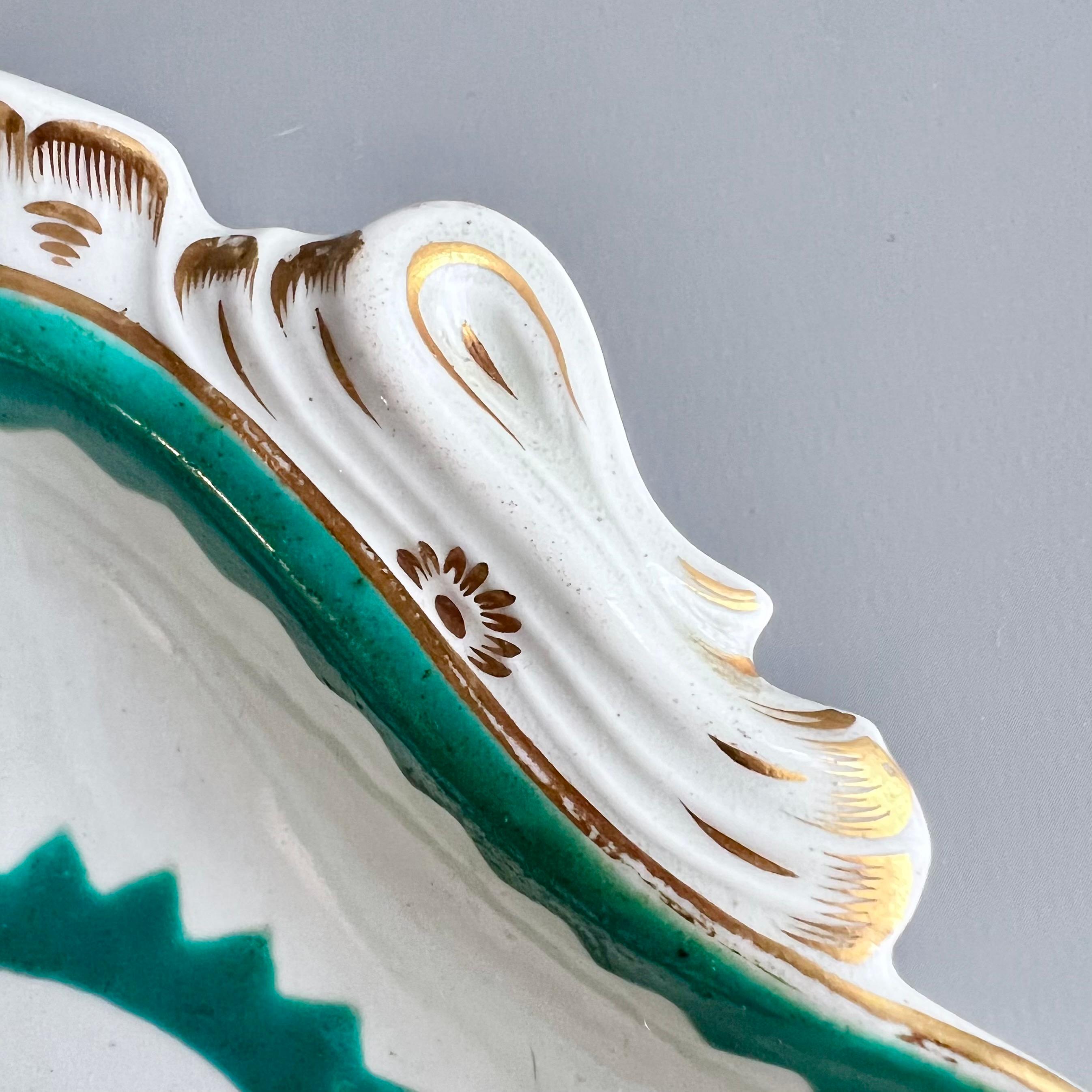Worcester Pair of Shell Dishes, French Green Stencil Pattern, ca 1770 For Sale 2