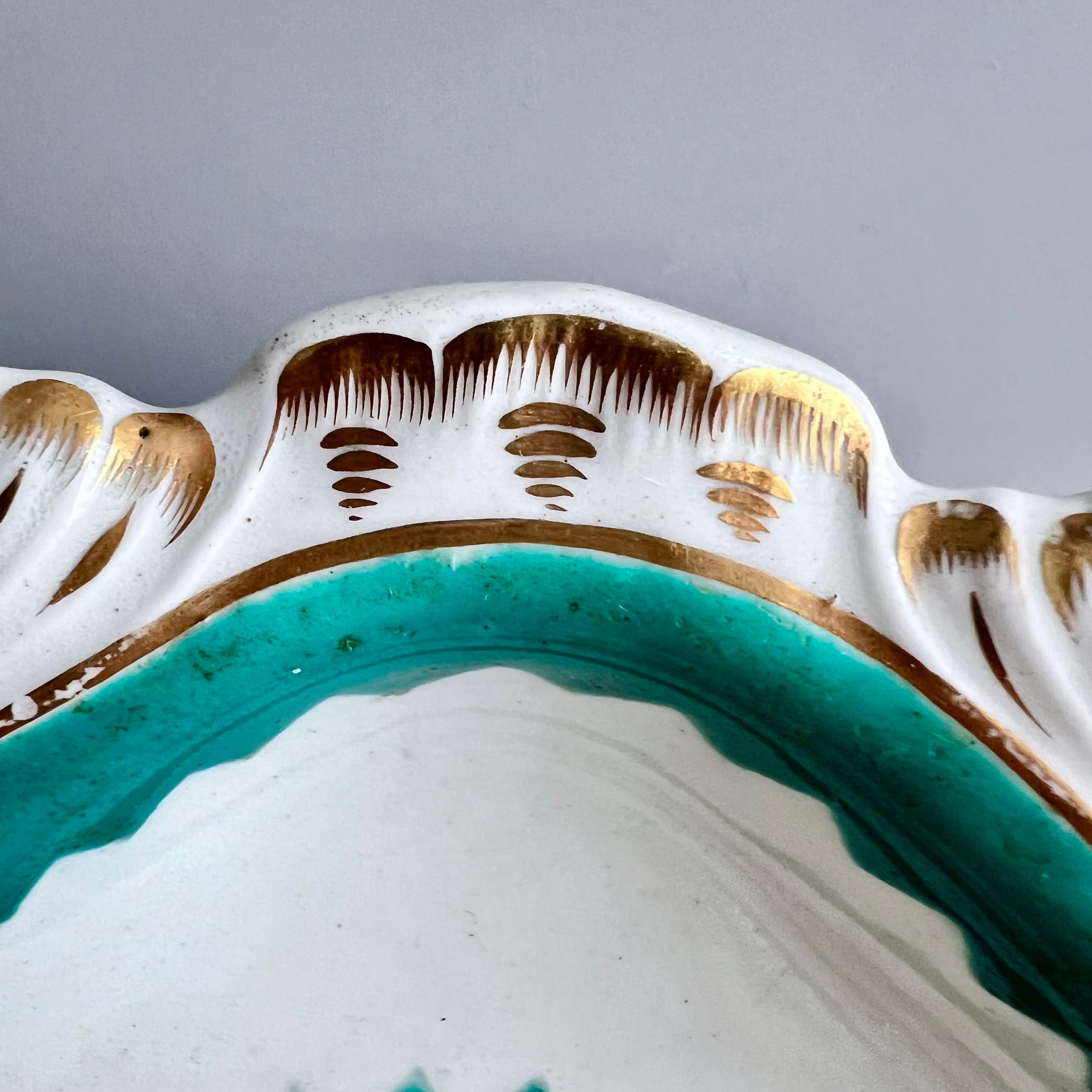 Worcester Pair of Shell Dishes, French Green Stencil Pattern, ca 1770 For Sale 3