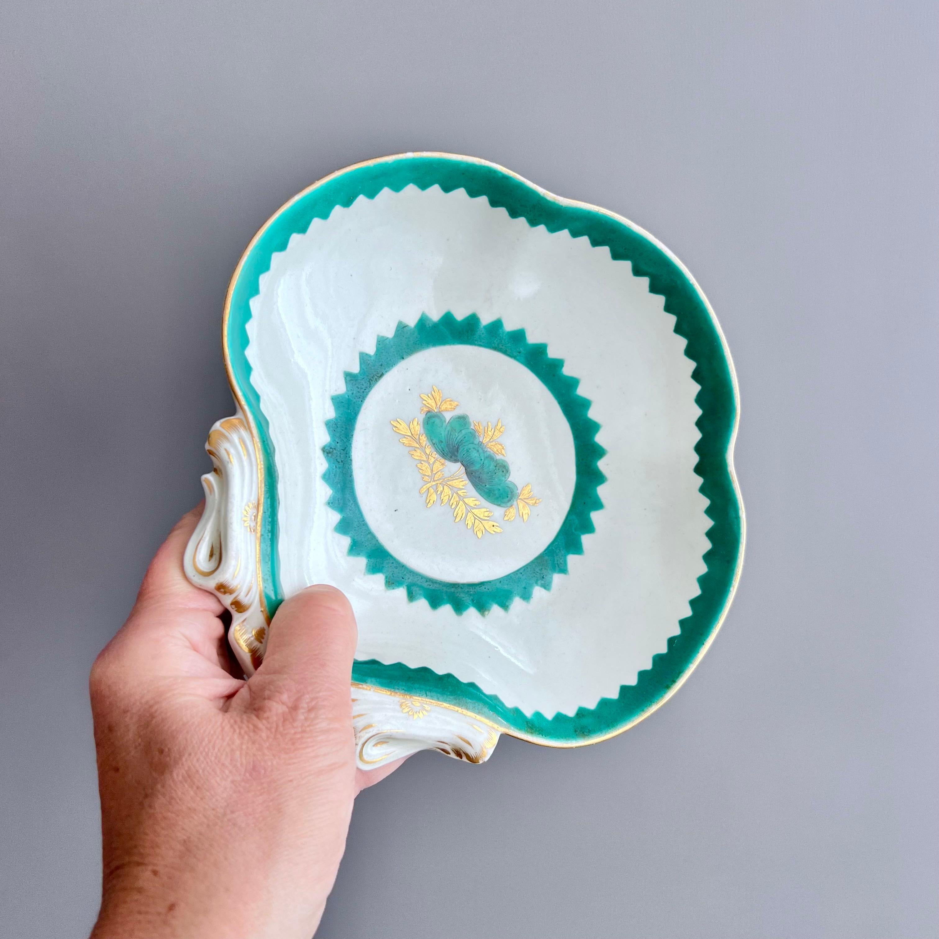 This is a pair of very rare and beautiful shell dishes made by Worcester around 1770 in their 1st or 