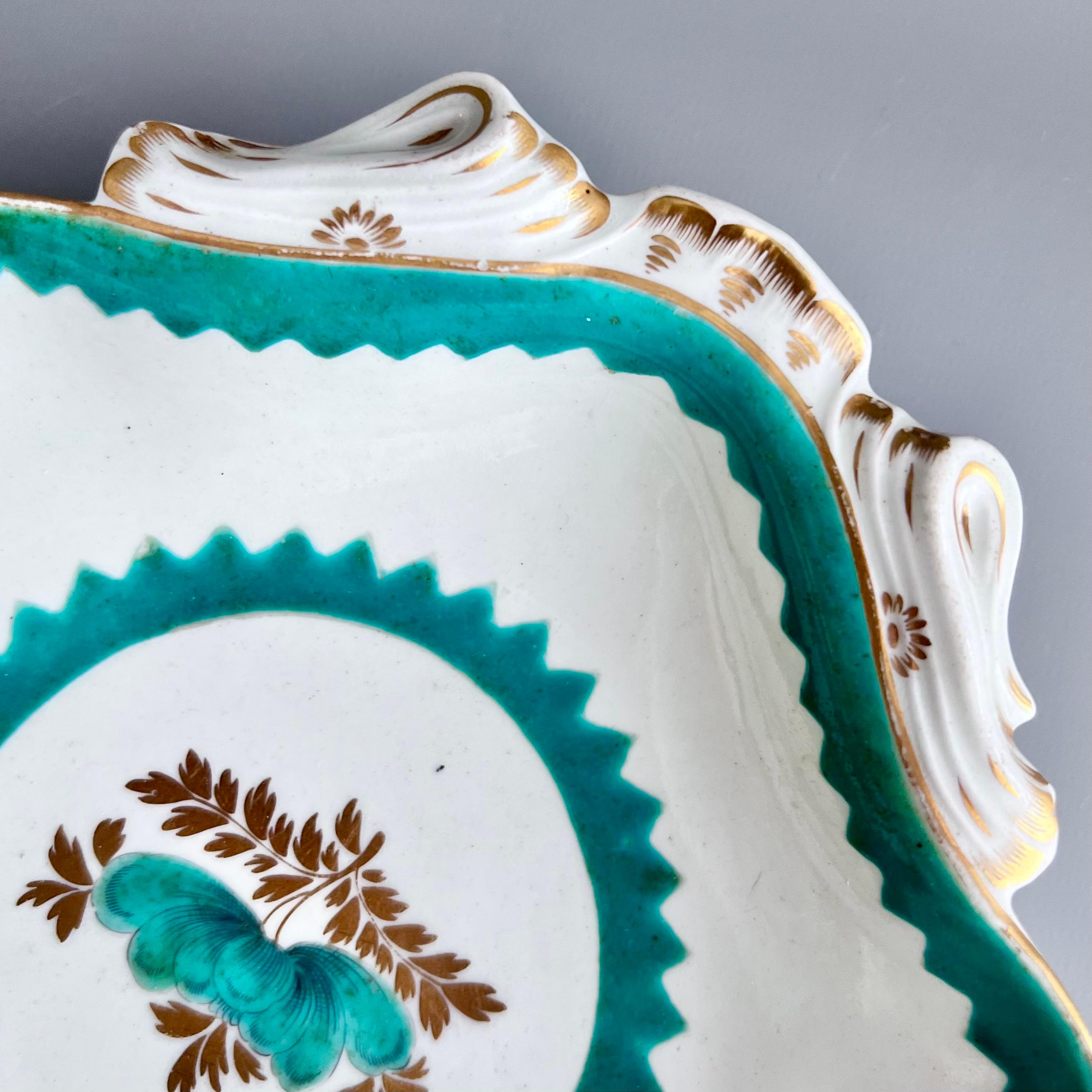 Worcester Pair of Shell Dishes, French Green Stencil Pattern, ca 1770 For Sale 1