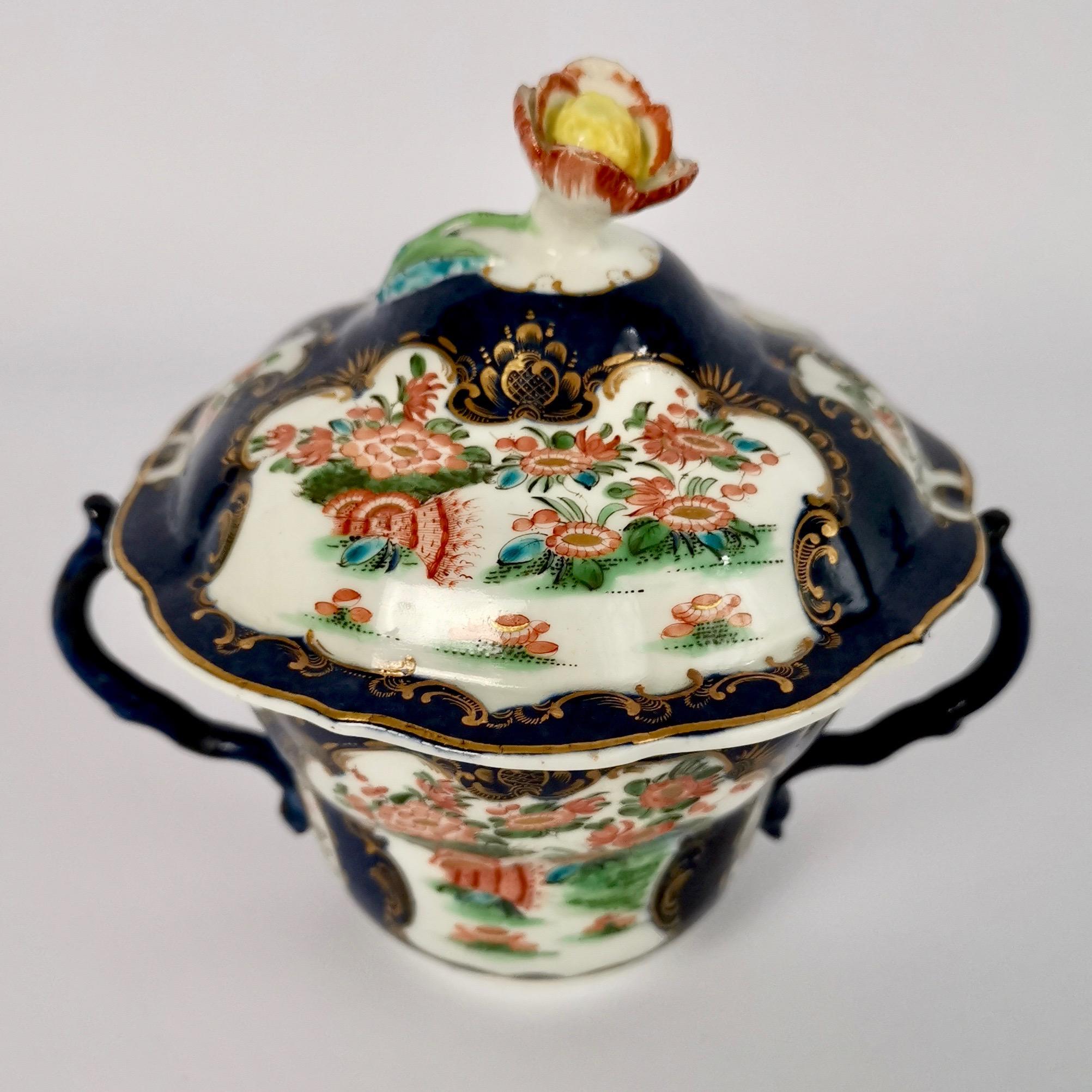 Worcester Porcelain Chocolate Cup, Blue Scale Japanese Kakiemon, ca 1775 In Fair Condition In London, GB