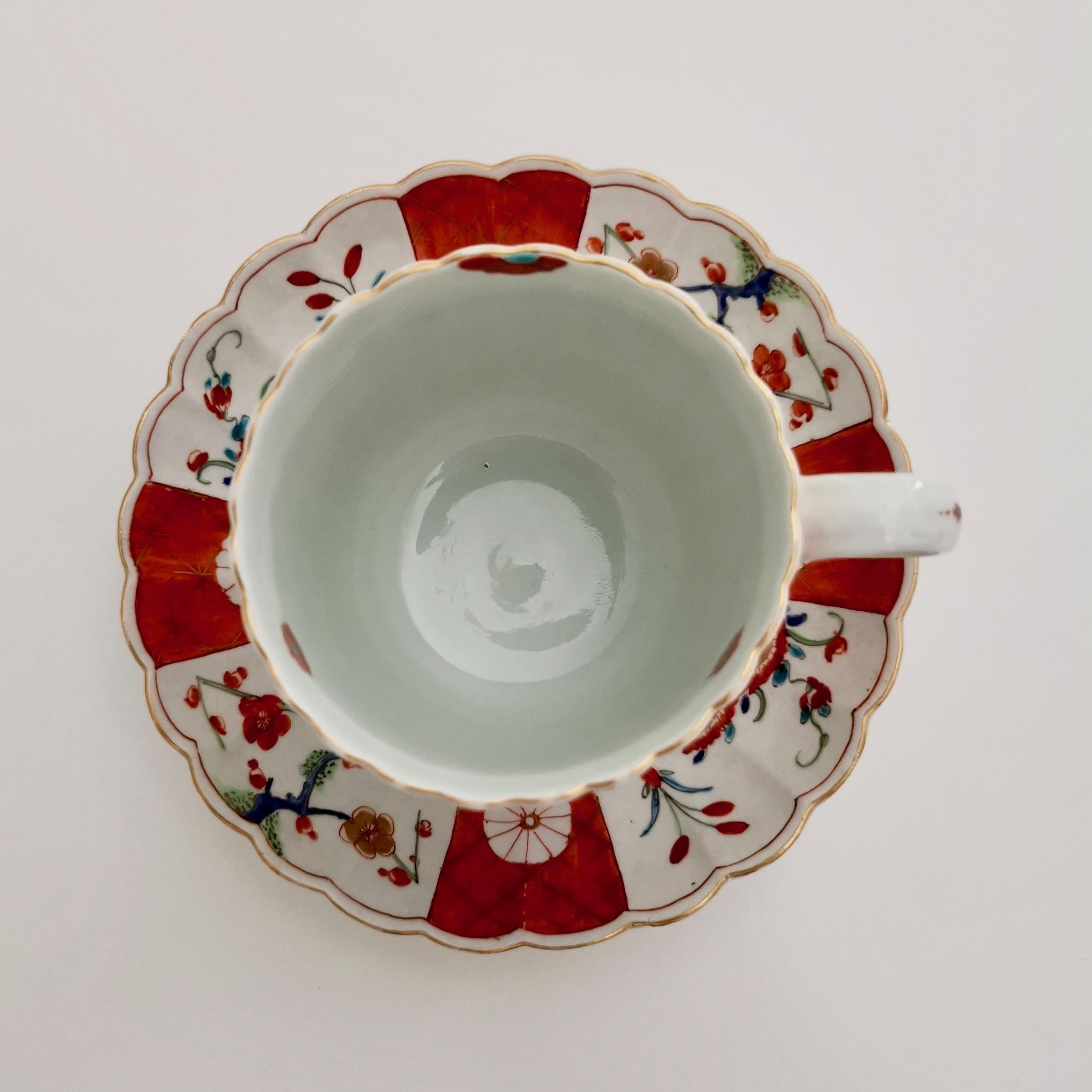 English Worcester Porcelain Coffee Cup, Giles Old Scarlet Japan, 18th Century circa 1770