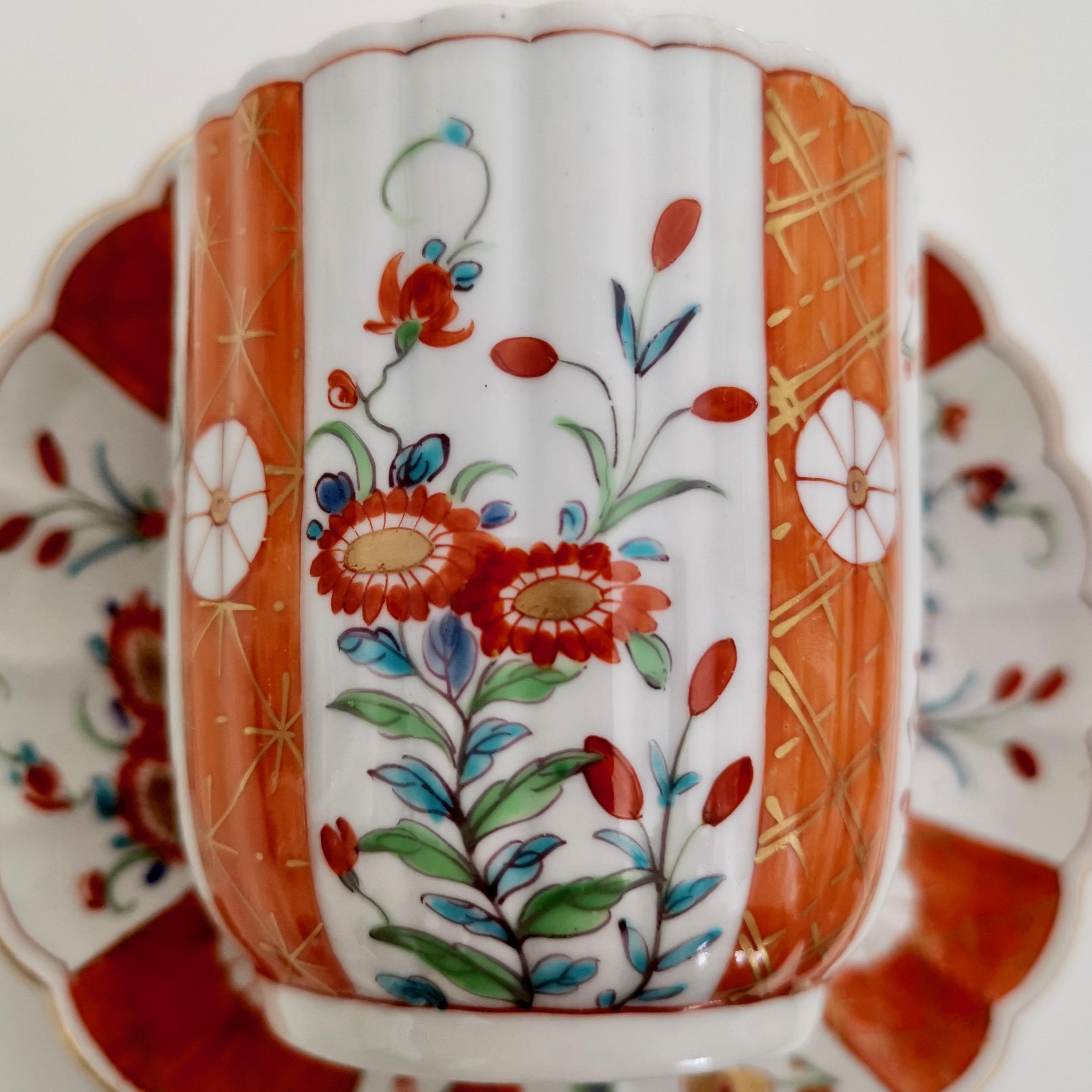 Late 18th Century Worcester Porcelain Coffee Cup, Giles Old Scarlet Japan, 18th Century circa 1770