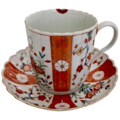 Tasse à café en porcelaine de Worcester:: Giles Old Scarlet Japon:: 18e siècle vers 1770