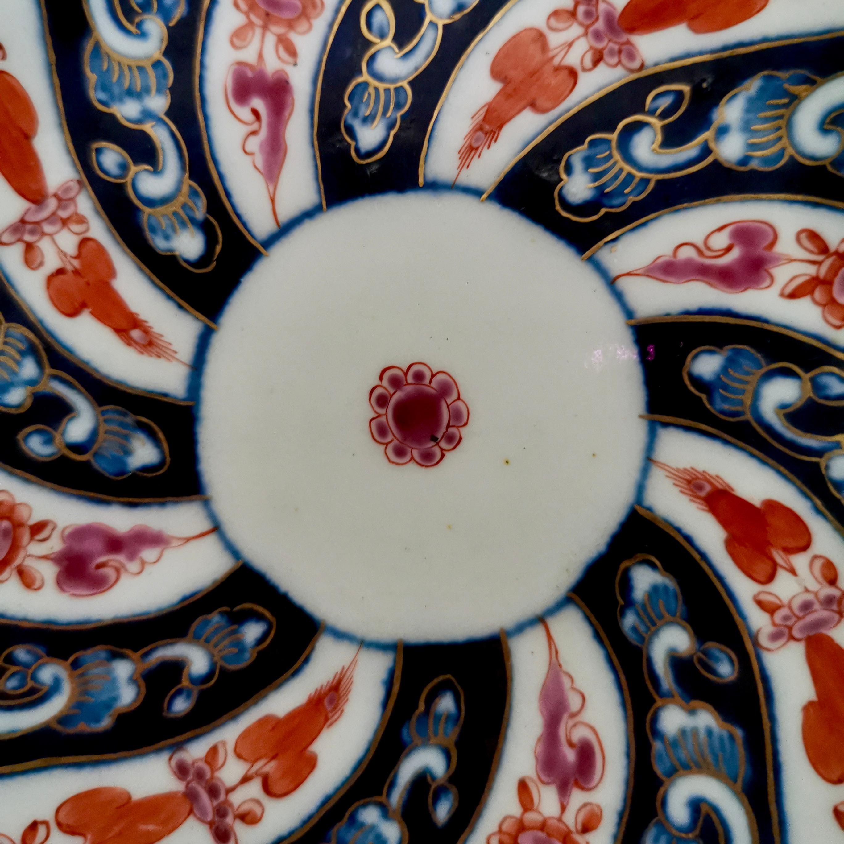 Late 18th Century Worcester Porcelain Coffee Cup, Queen Charlotte Pattern, Red and Blue, ca 1770