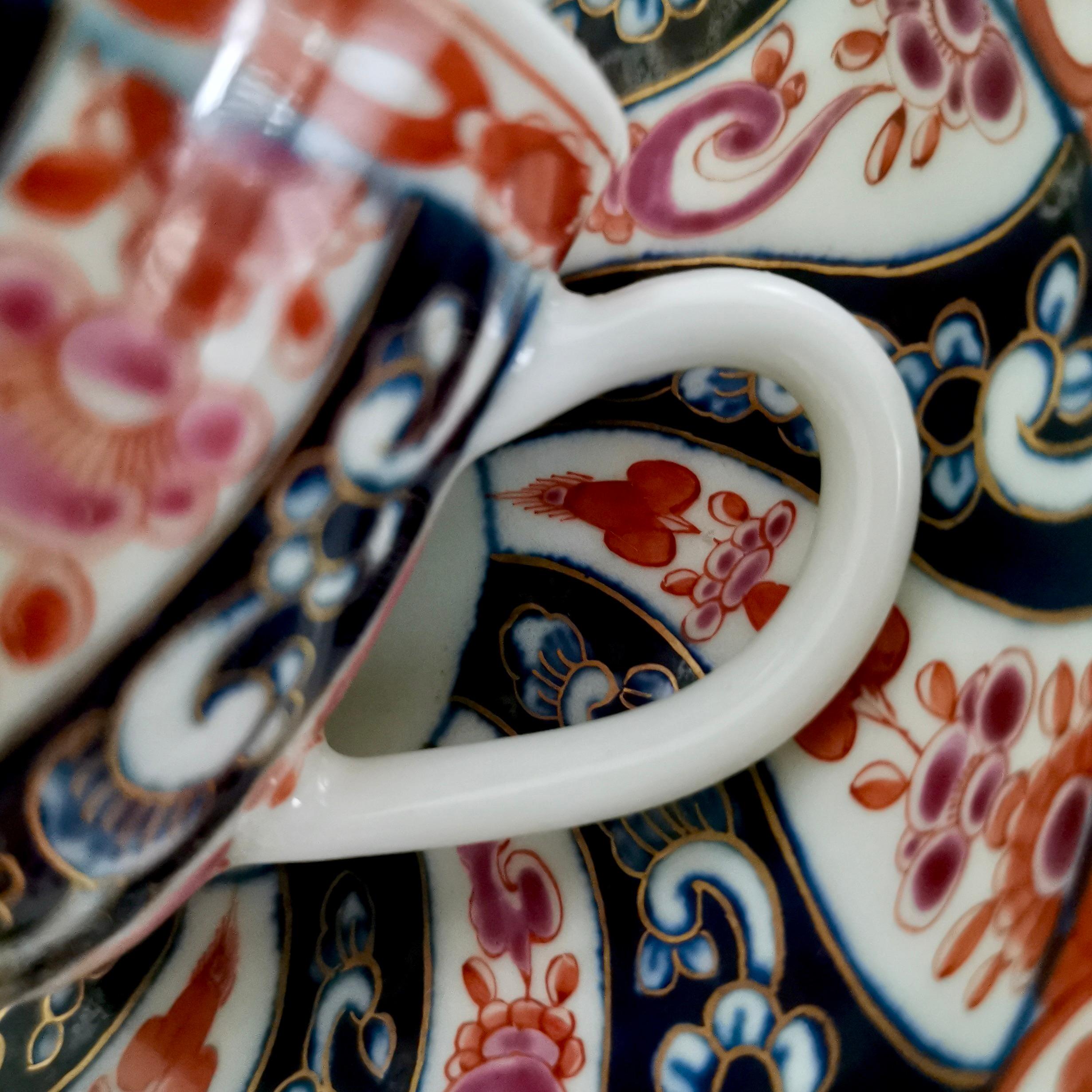 Worcester Porcelain Coffee Cup, Queen Charlotte Pattern, Red and Blue, ca 1770 1