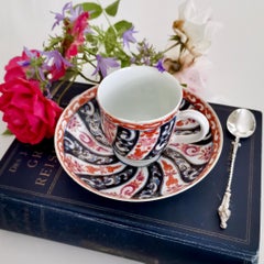 Worcester Porcelain Coffee Cup, Queen Charlotte Pattern, Red and Blue, ca 1770