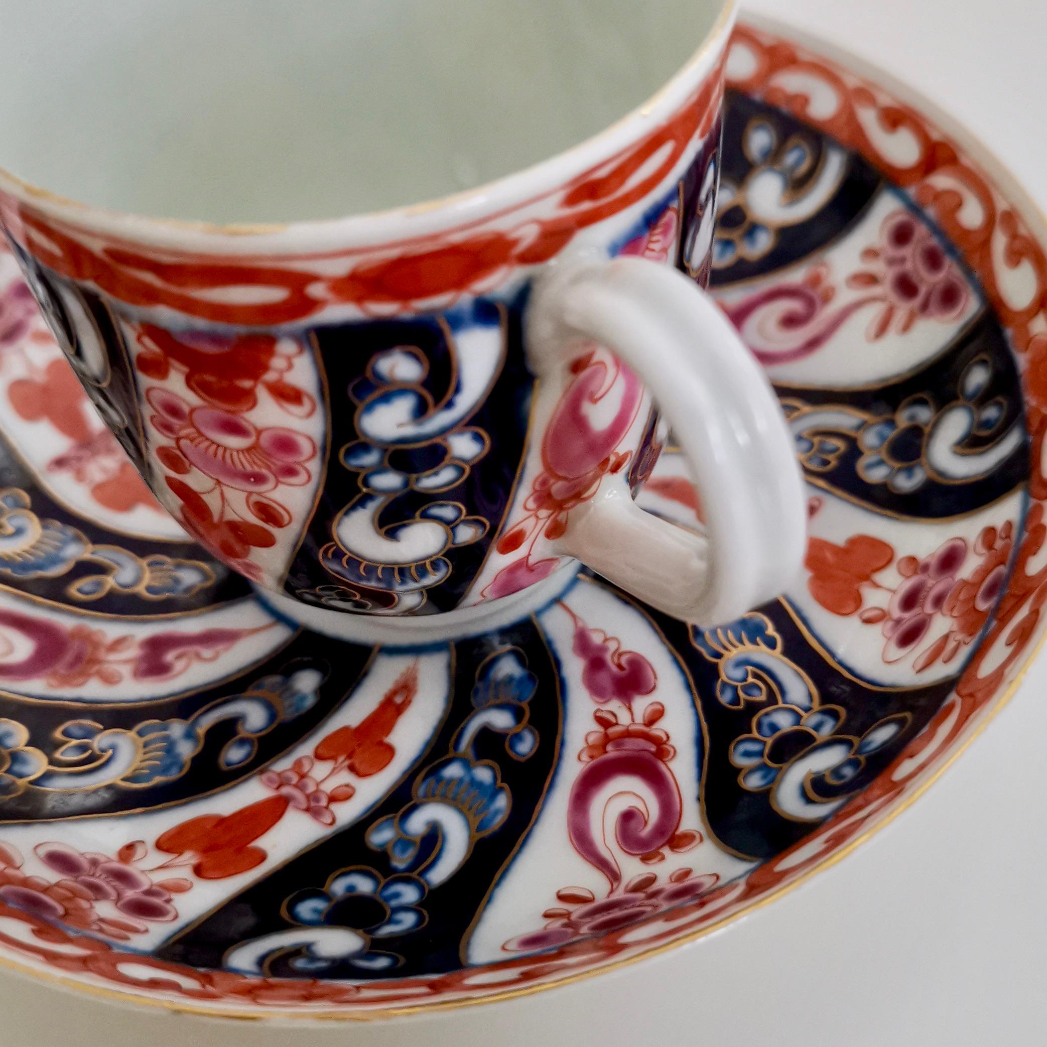George III Worcester Porcelain Coffee Cup, Queen Charlotte Pattern, Red and Blue, ca 1770