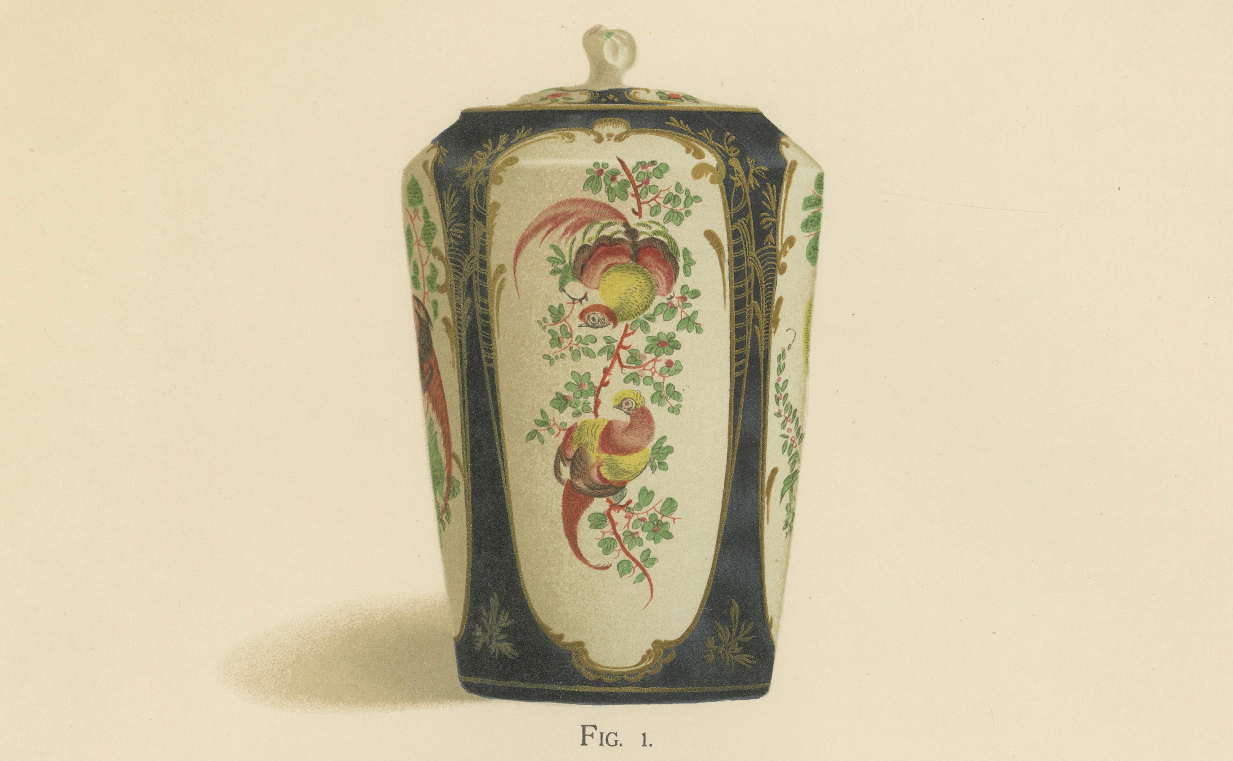 Worcester Porcelain Decorative Object Print, Gilded, 1910, Unframed