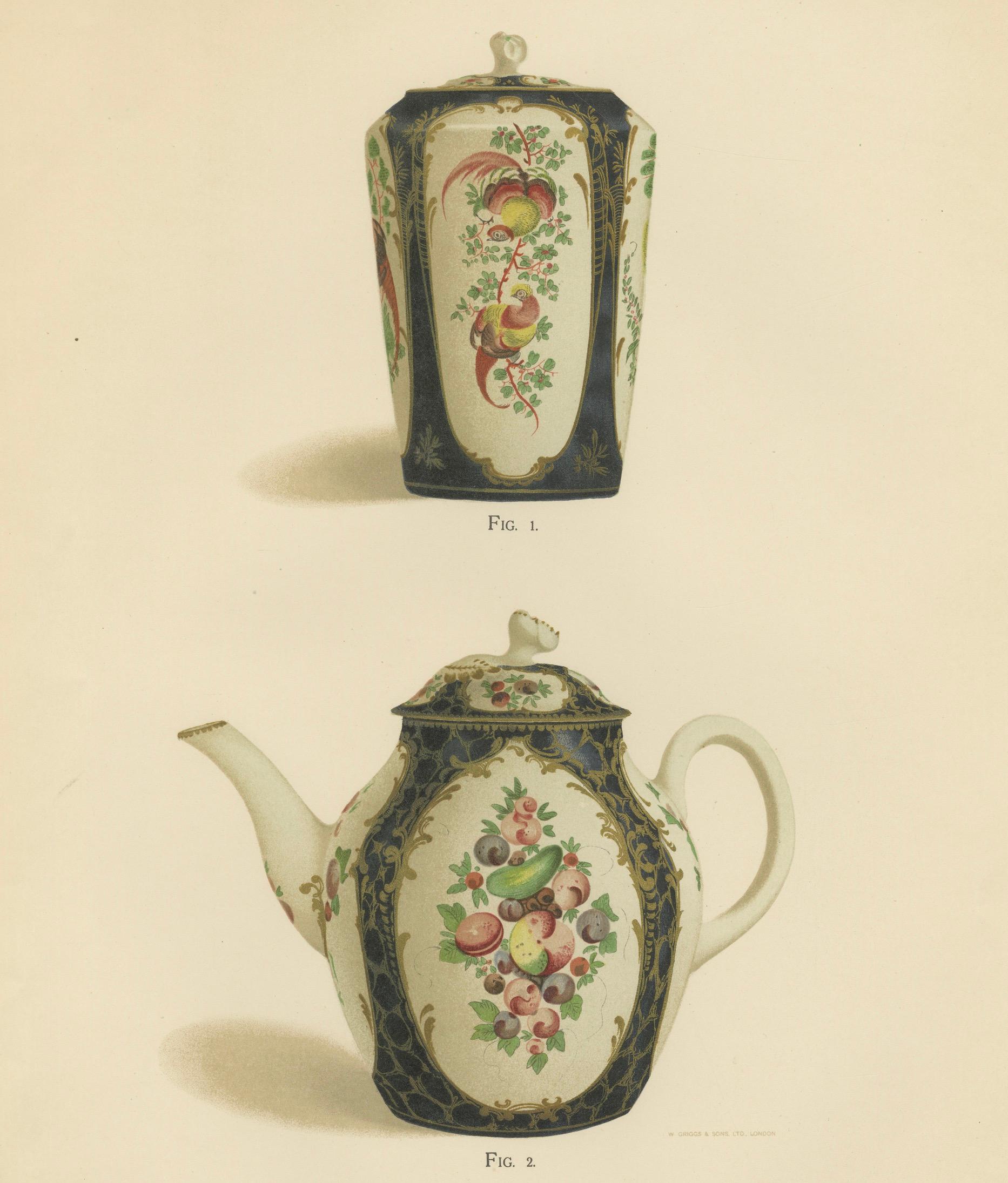 Worcester Porcelain Decorative Object Print, Gilded, 1910, Unframed