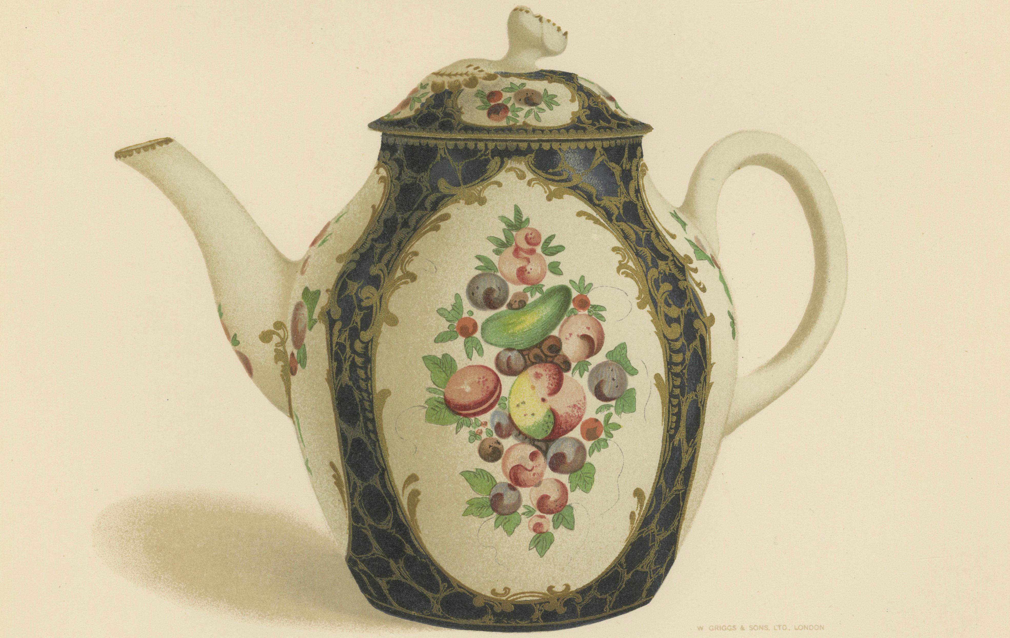 Worcester Porcelain Decorative Object Print, Gilded, 1910, Unframed