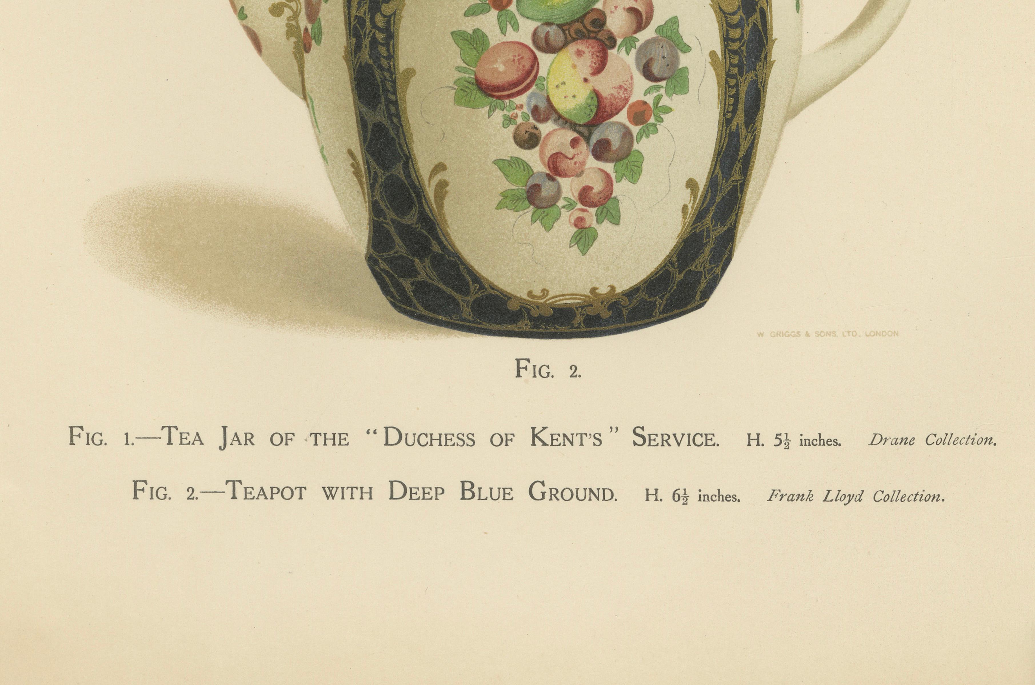 Worcester Porcelain Decorative Object Print, Gilded, 1910, Unframed