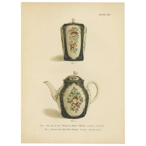 Worcester Porcelain Decorative Object Print, Gilded, 1910, Unframed