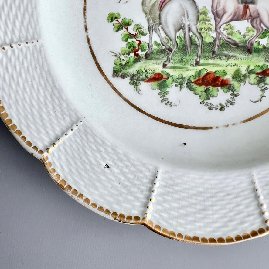 Assiette profonde en porcelaine de Worcester, cheval de fable et âne d'Esope, vers 1780 en vente 4