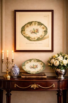 Worcester Porcelain Dish Design with Turquoise Border, Gold Decor, 1910