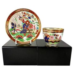 Worcester Porcelain Fence Pattern Cup and Saucer Hand Painted 1820