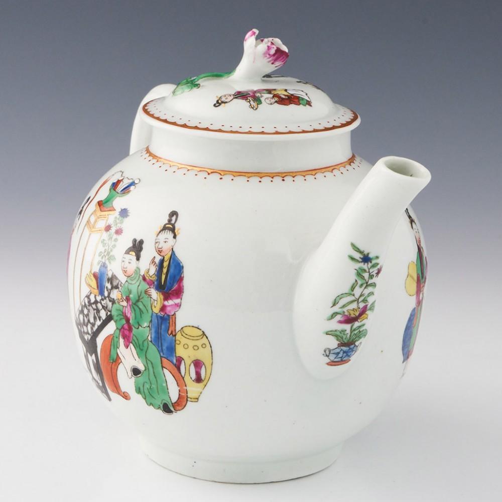 Worcester Porcelain First Period Chinese Family Pattern Teapot and Stand, c1770 1
