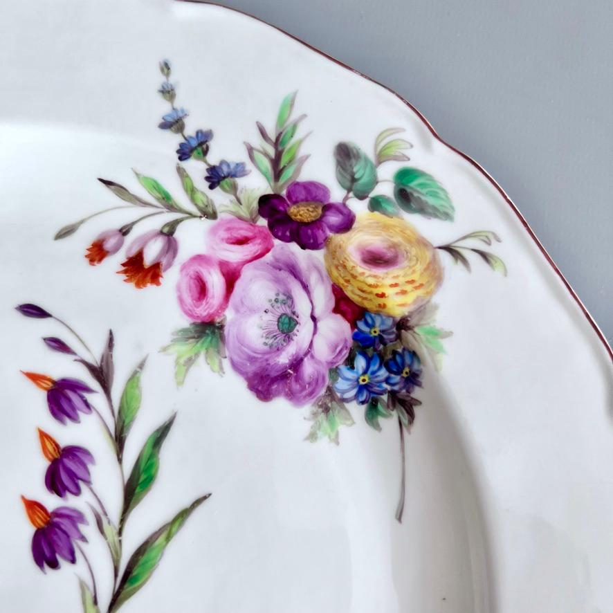 George III Worcester Porcelain Plate, Flower Sprays by James Giles, ca 1770 For Sale