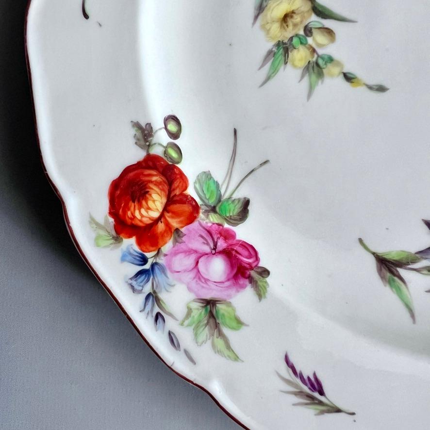 English Worcester Porcelain Plate, Flower Sprays by James Giles, ca 1770 For Sale