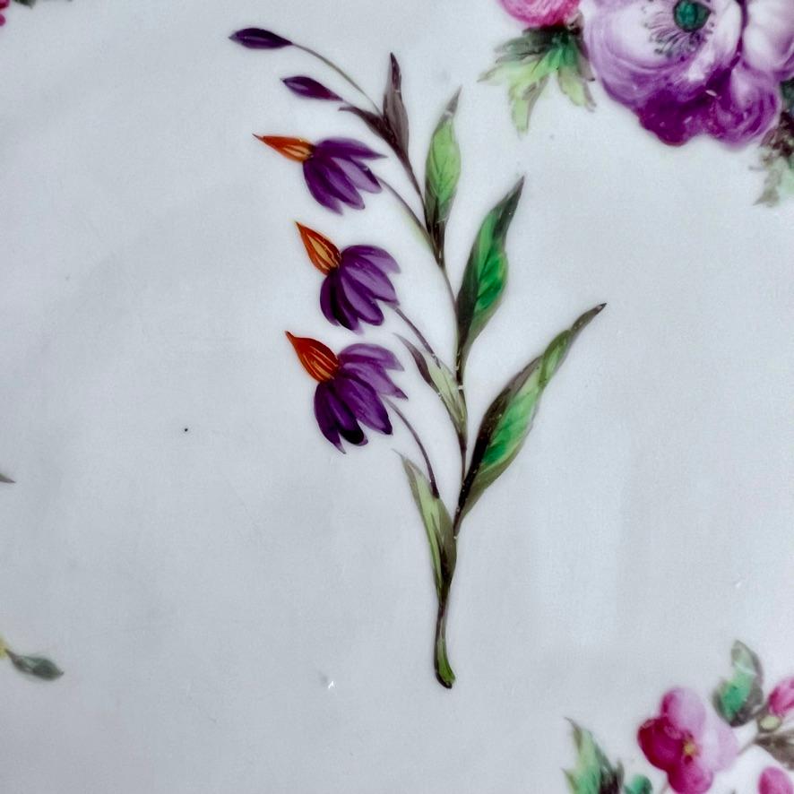 Worcester Porcelain Plate, Flower Sprays by James Giles, ca 1770 For Sale 1