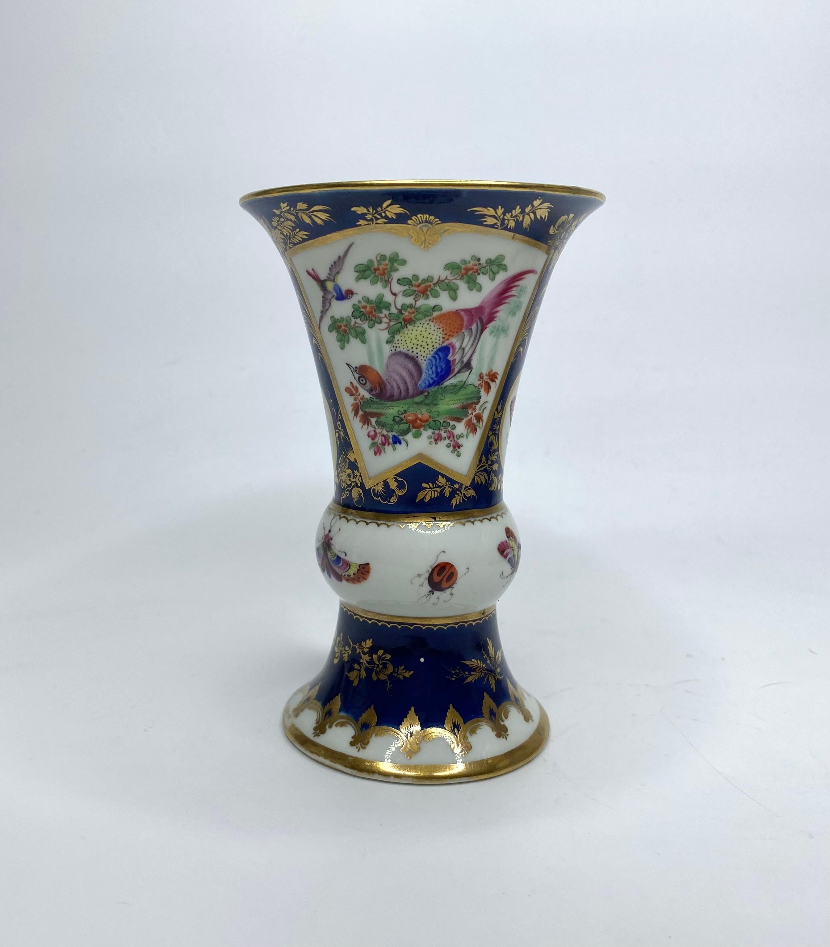 Georgian Worcester porcelain vase, Fancy Birds, c. 1770.