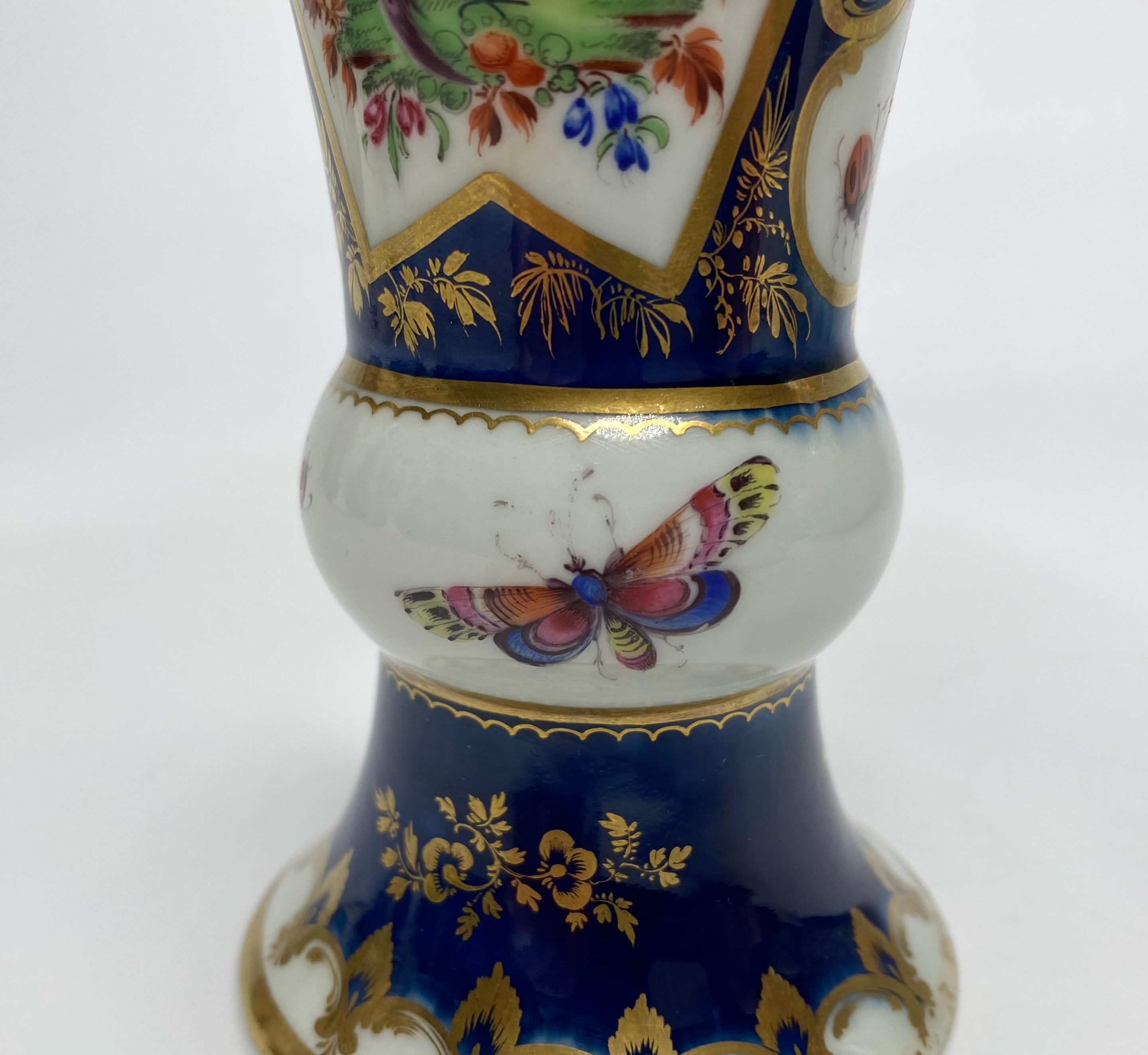 Late 18th Century Worcester porcelain vase, Fancy Birds, c. 1770.