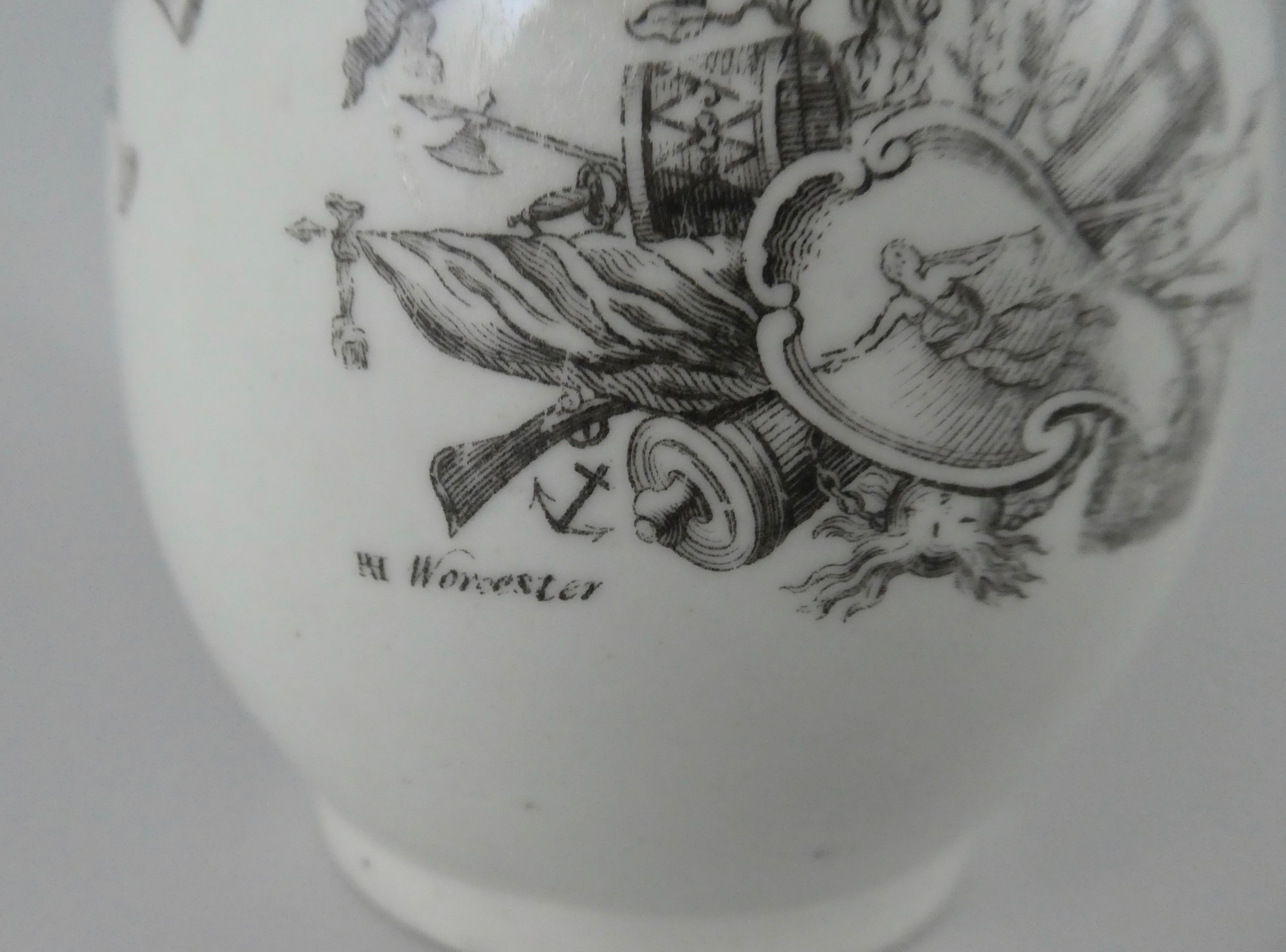 George II Worcester Printed King of Prussia Mug, Dated 1757