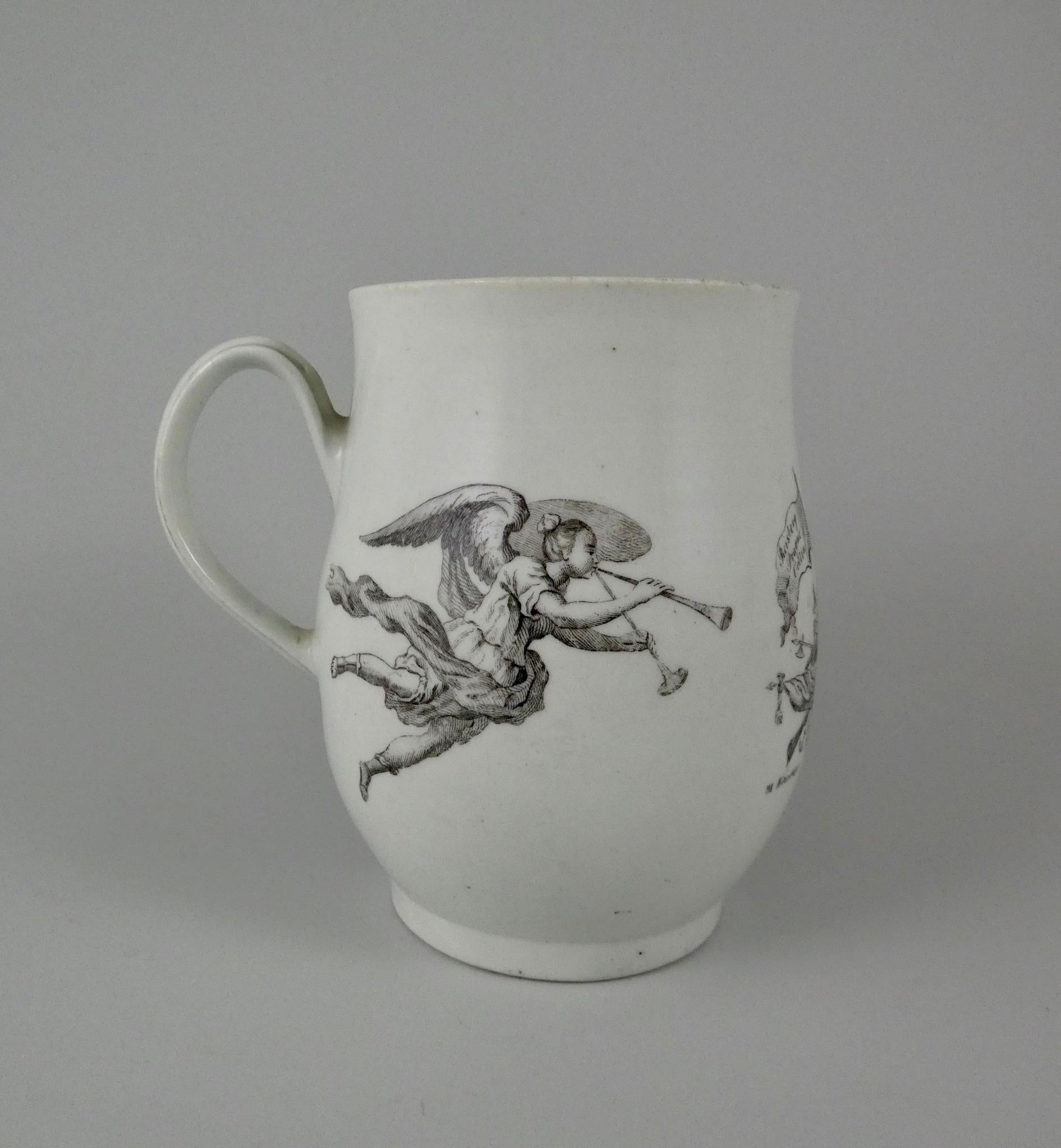 Fired Worcester Printed King of Prussia Mug, Dated 1757