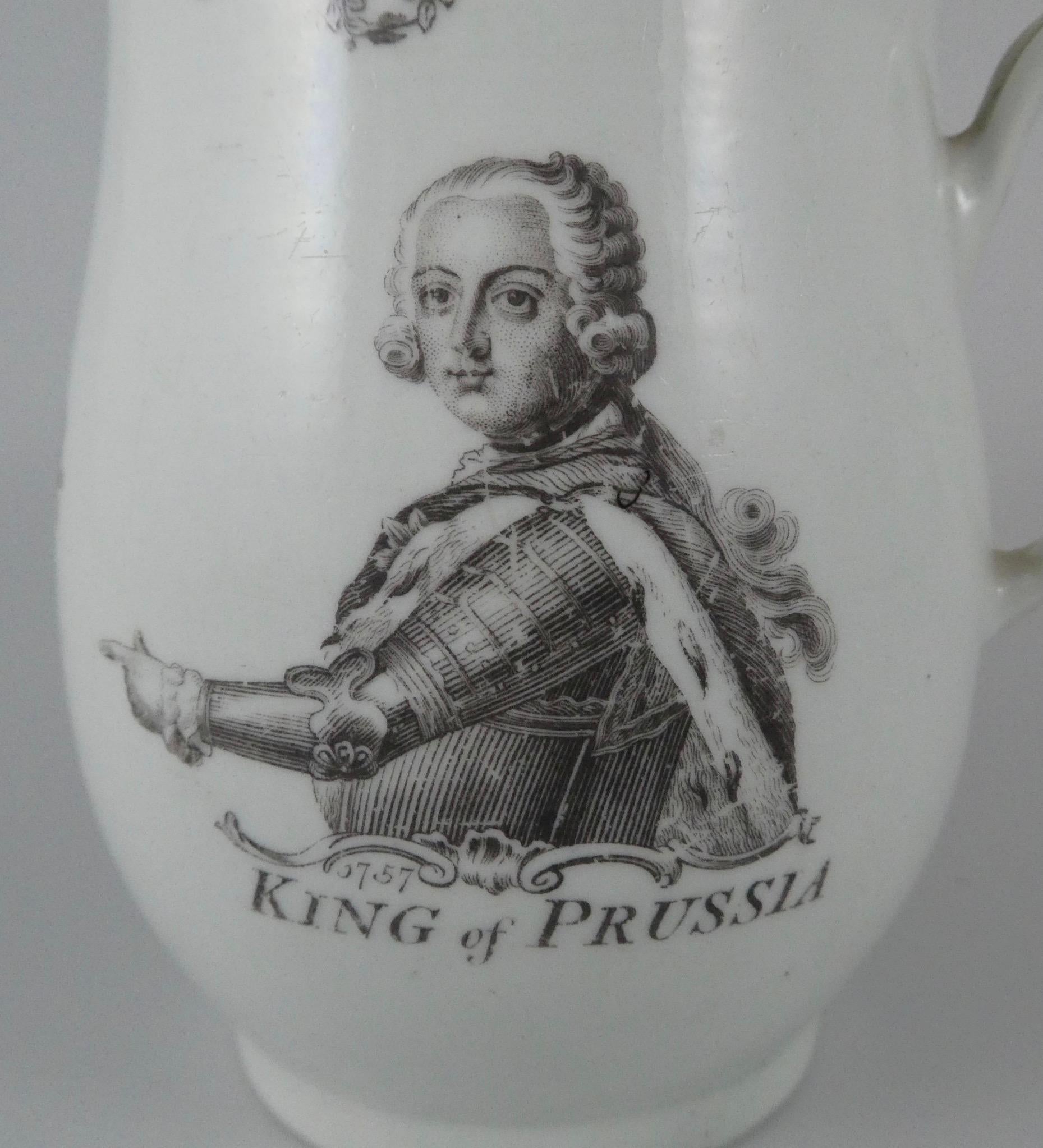Worcester Printed King of Prussia Mug, Dated 1757 1