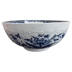 Worcester punch bowl, feather moulded floral pattern, circa 1765