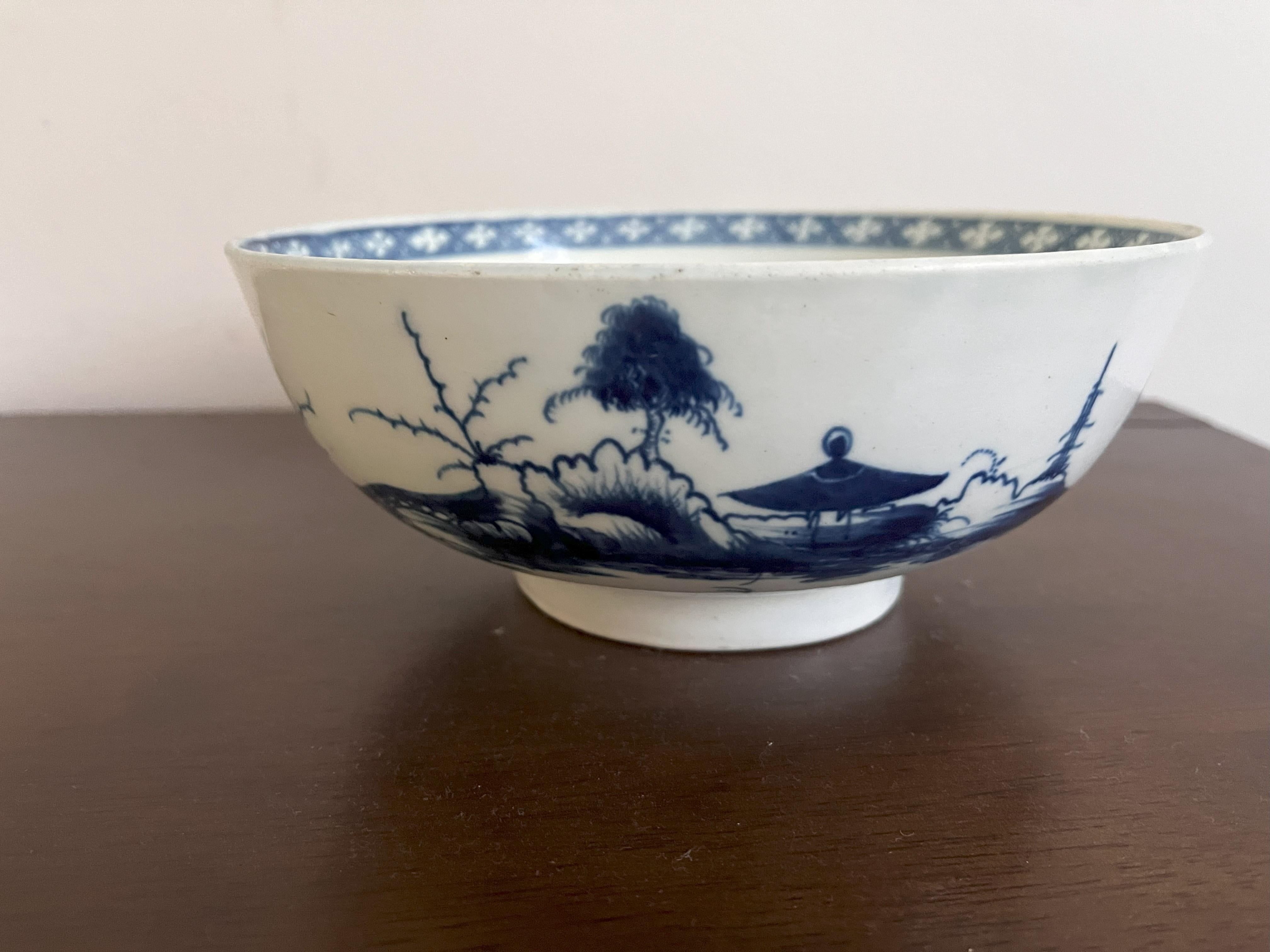 Mid-18th Century Worcester punch bowl, 'Precipice' pattern, 1765 For Sale