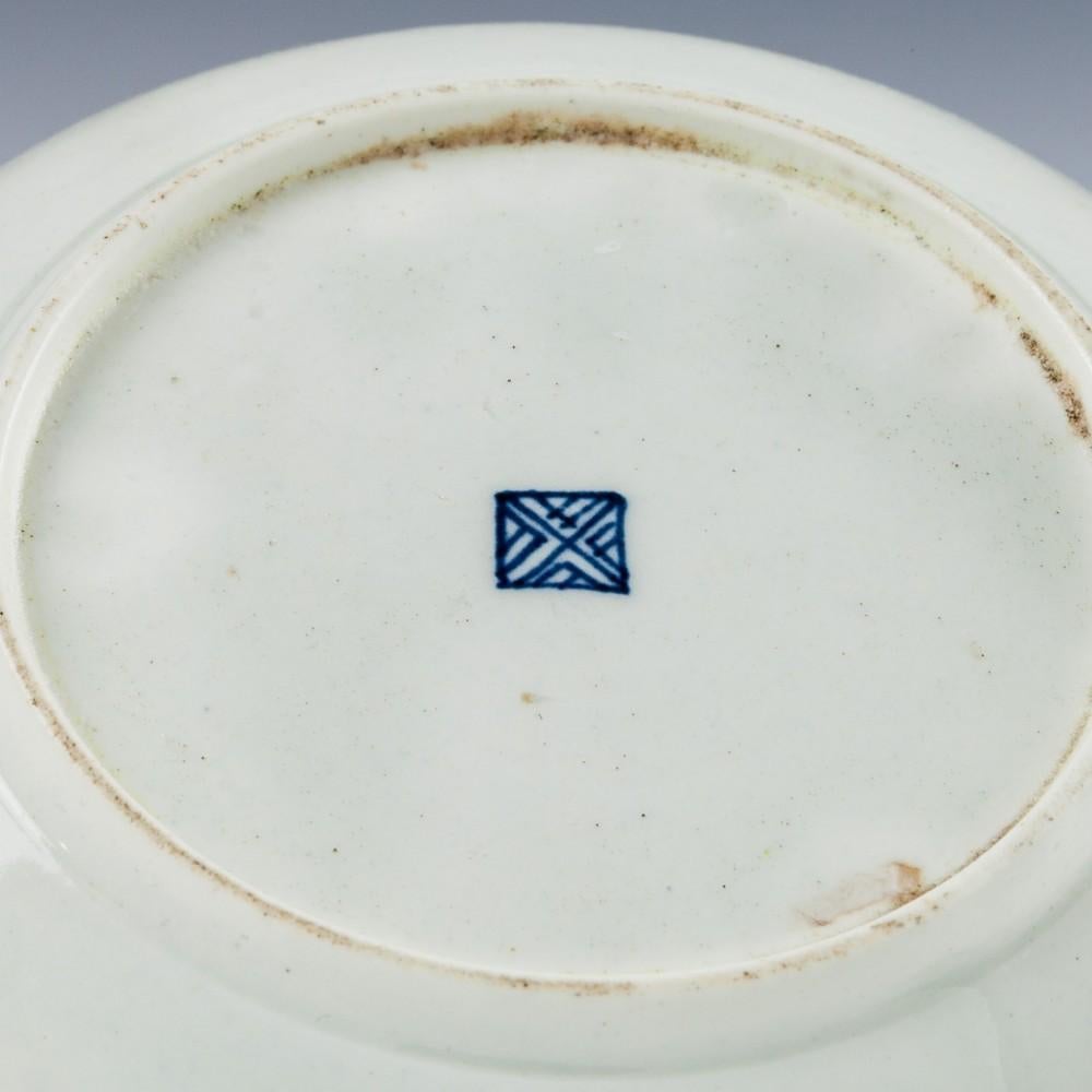English Worcester Queens Pattern Tea Cup and Saucer, circa 1770