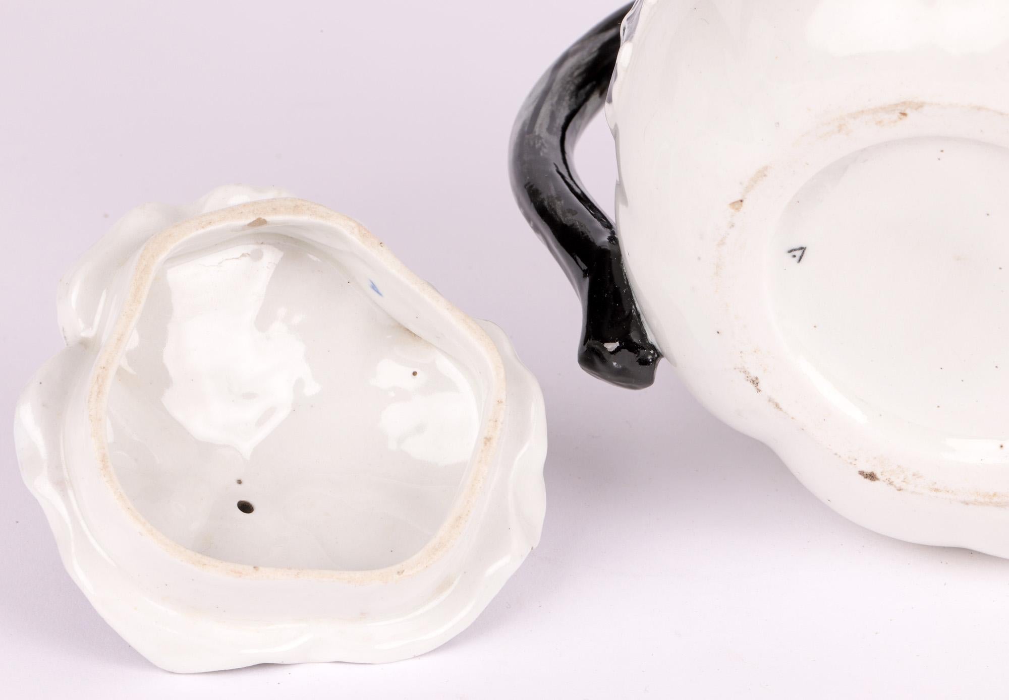 Worcester Rare Porcelain Melon Shaped Teapot & Cover For Sale 6