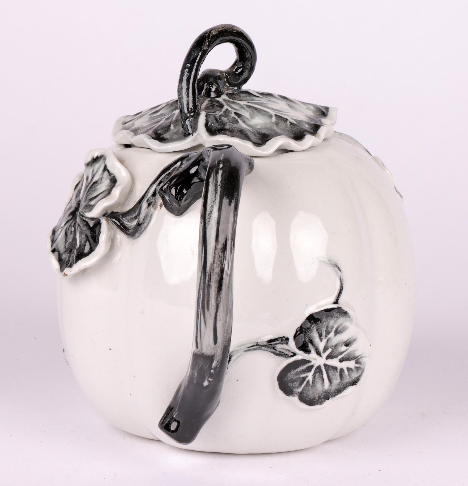 Worcester Rare Porcelain Melon Shaped Teapot & Cover For Sale 8