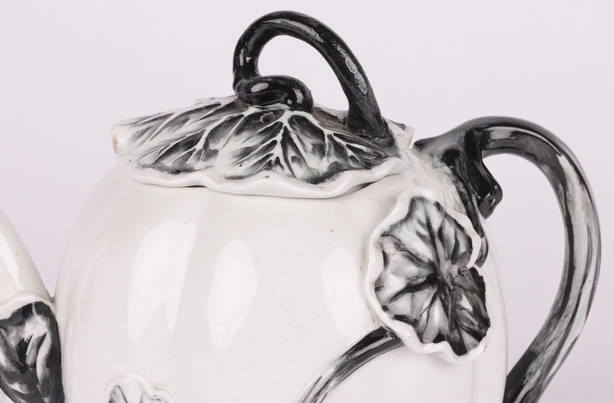 Victorian Worcester Rare Porcelain Melon Shaped Teapot & Cover For Sale