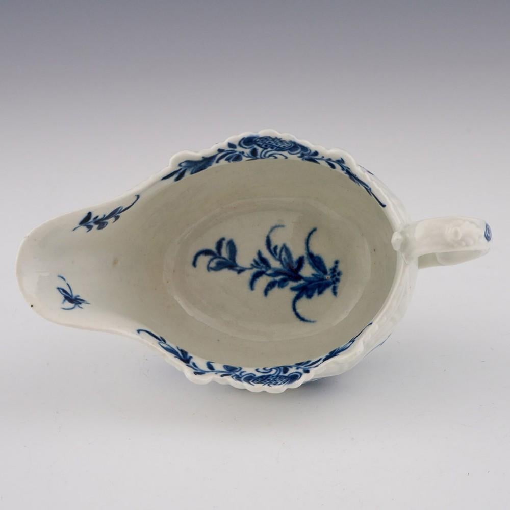 Porcelain Worcester Sauce Boat with Two Porters Landscape Pattern, circa 1770