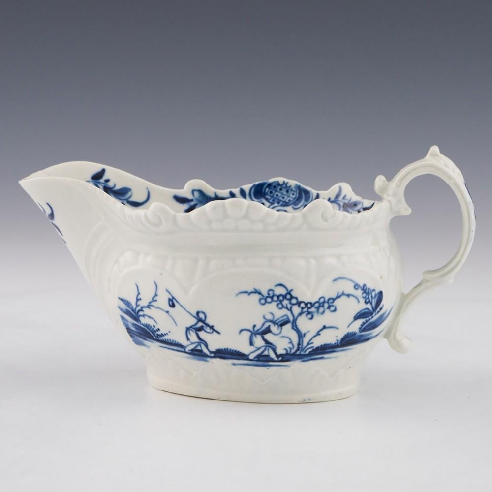 Worcester Sauce Boat with Two Porters Landscape Pattern, circa 1770 1