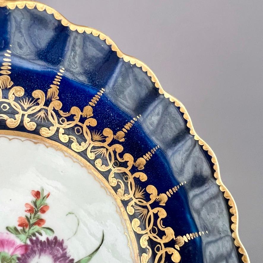 Worcester Small Lobed Plate, Wet Blue with Flower Spray, ca 1770 2