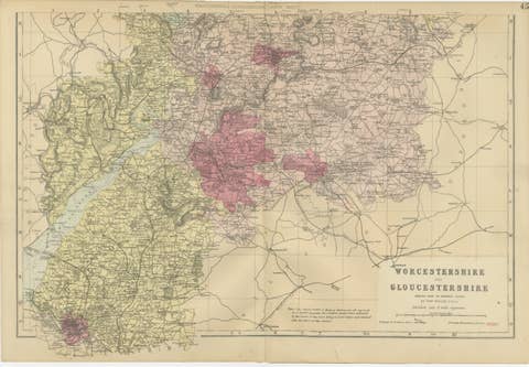 Worcestershire & Gloucestershire South Sheet Map – Edward Weller, 1885