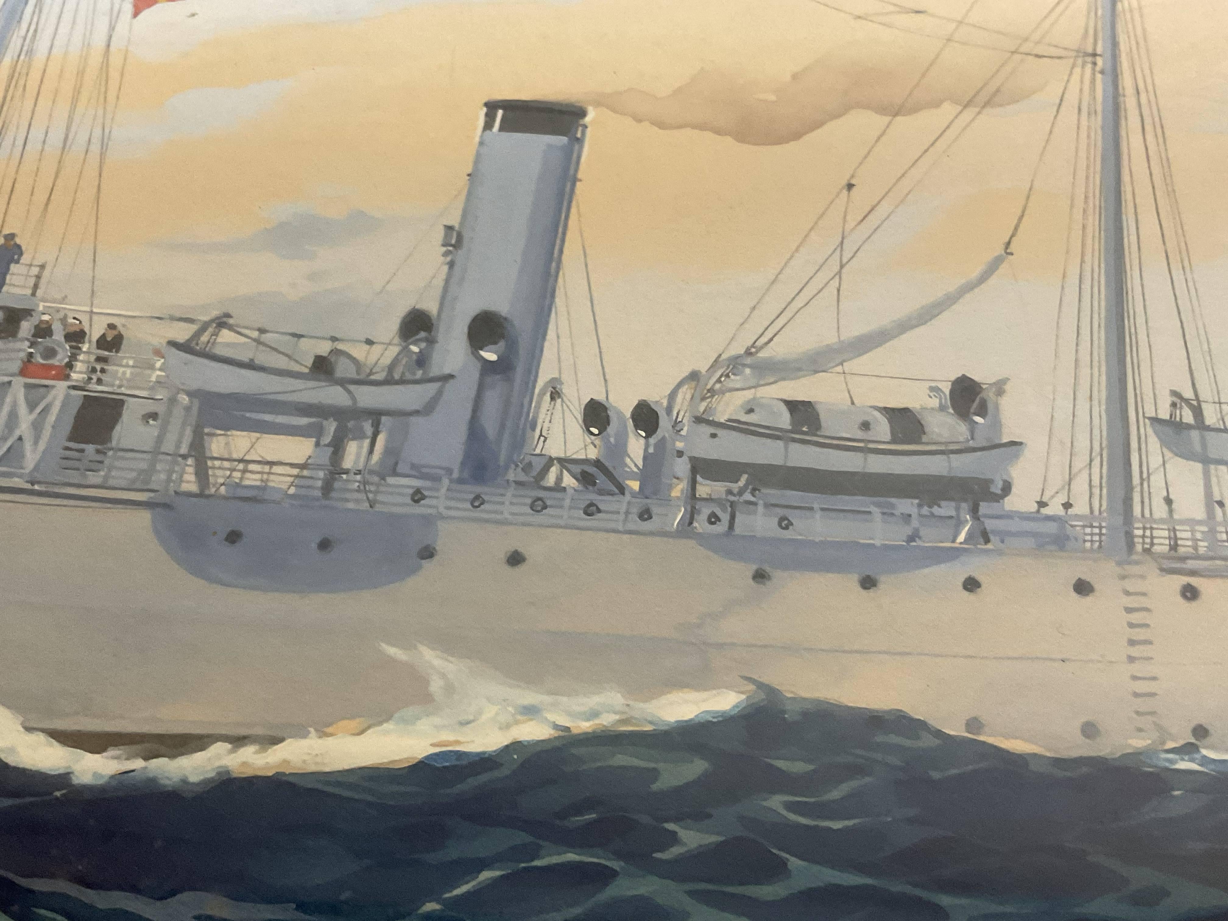 Worden Wood Gouache Of Coast Guard Ship For Sale 4