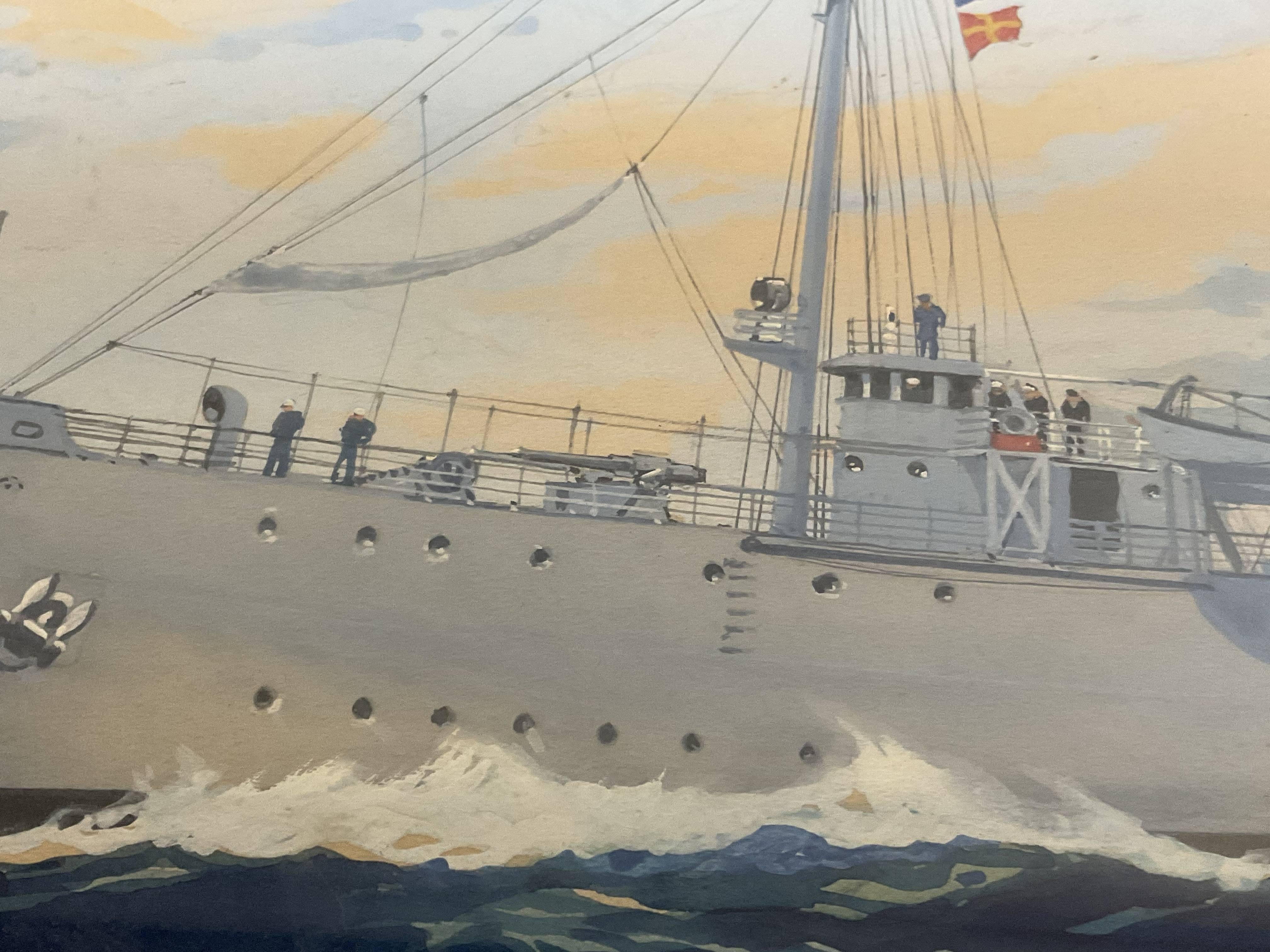 Worden Wood Gouache Of Coast Guard Ship For Sale 5