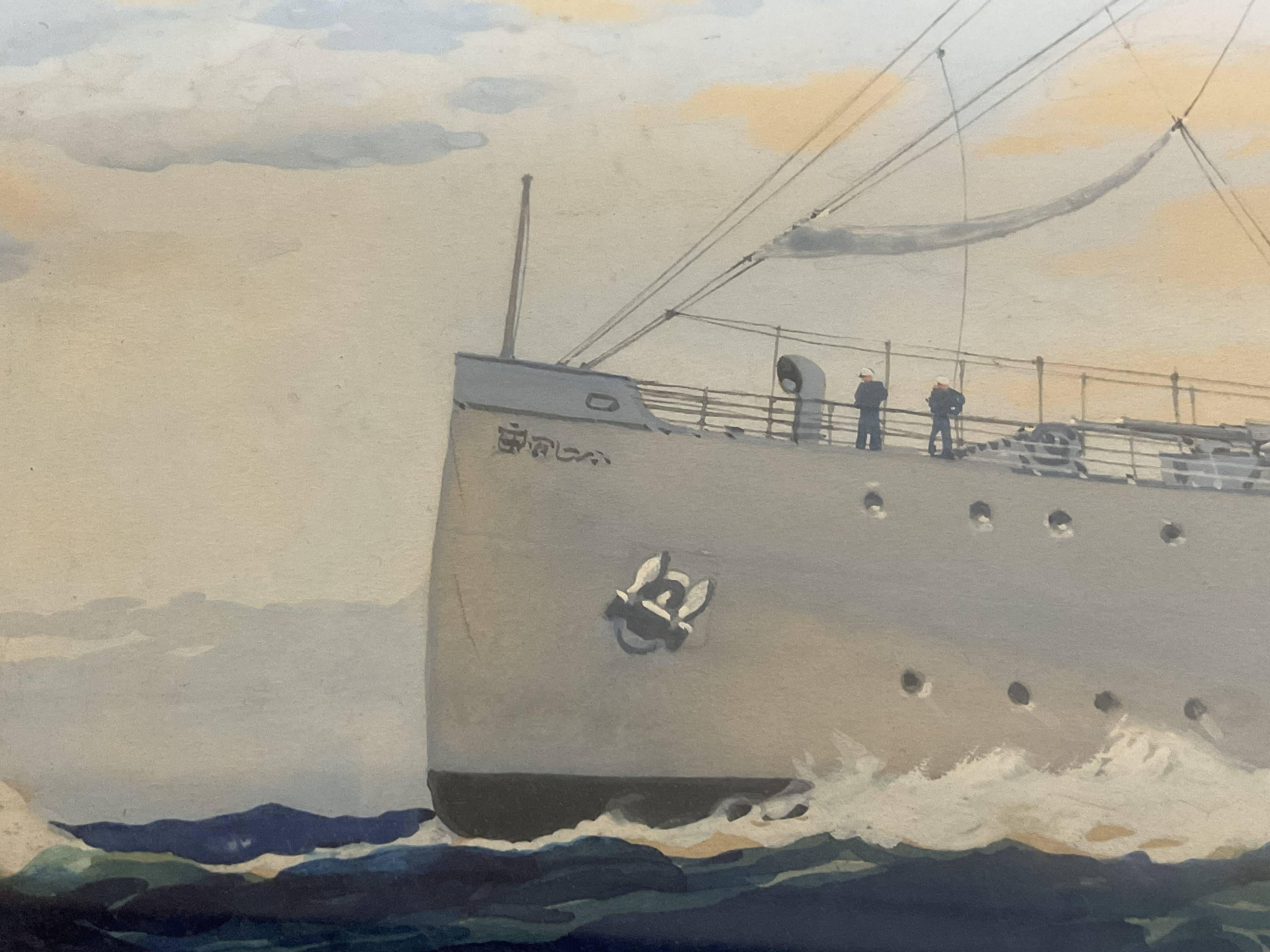 Worden Wood Gouache Of Coast Guard Ship For Sale 6