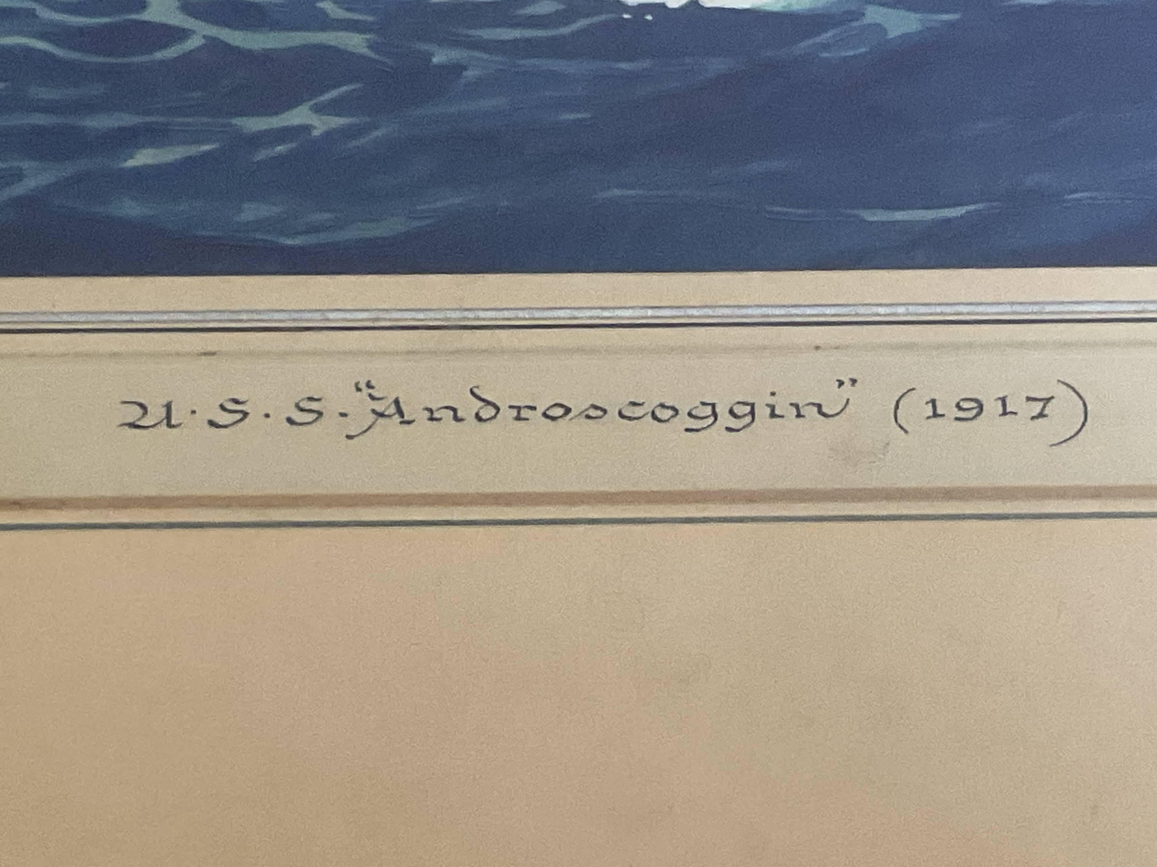 Mid-20th Century Worden Wood Gouache Of Coast Guard Ship For Sale