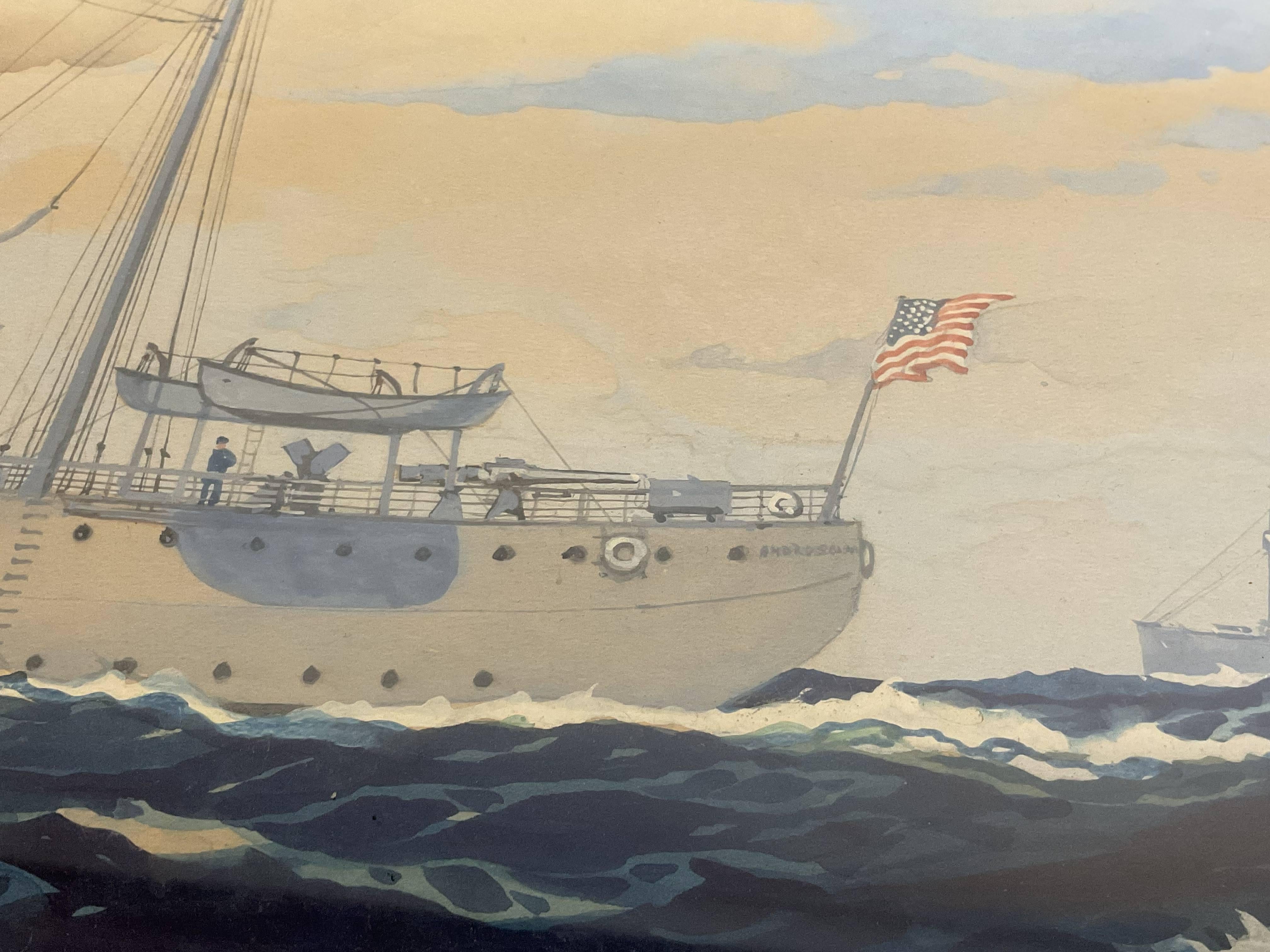 Worden Wood Gouache Of Coast Guard Ship For Sale 2
