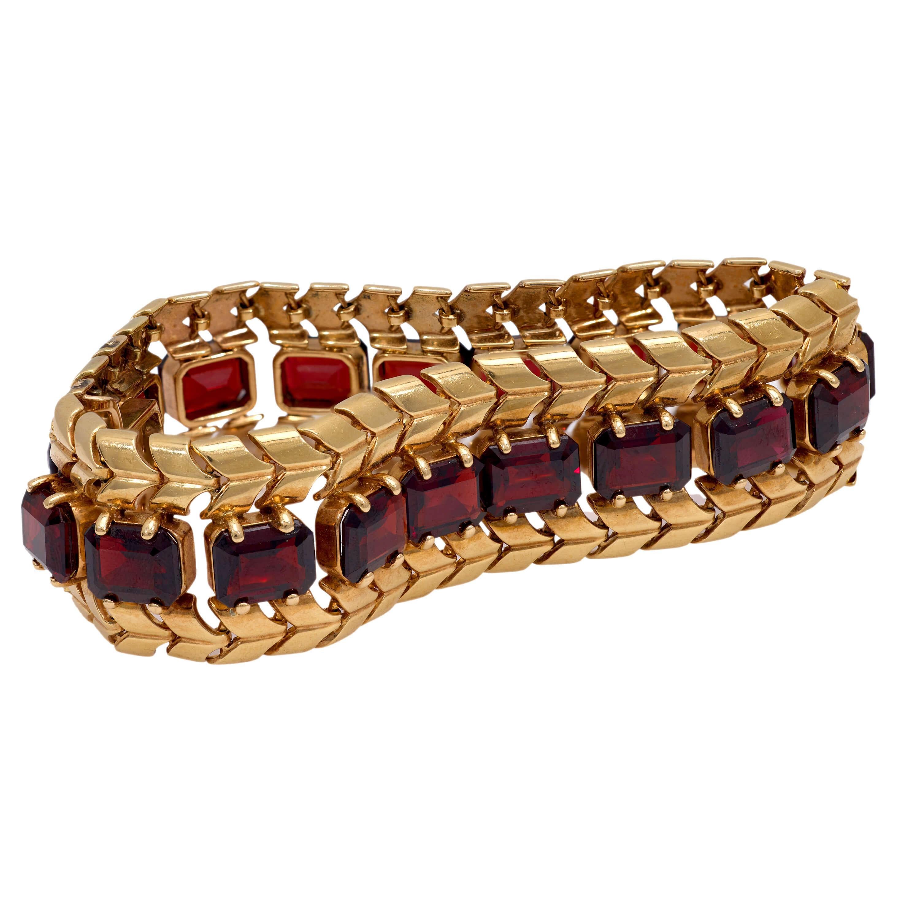 Rétro WORDLEY, ALLSOP, & BLISS Bracciale retrò in granato 14k in vendita