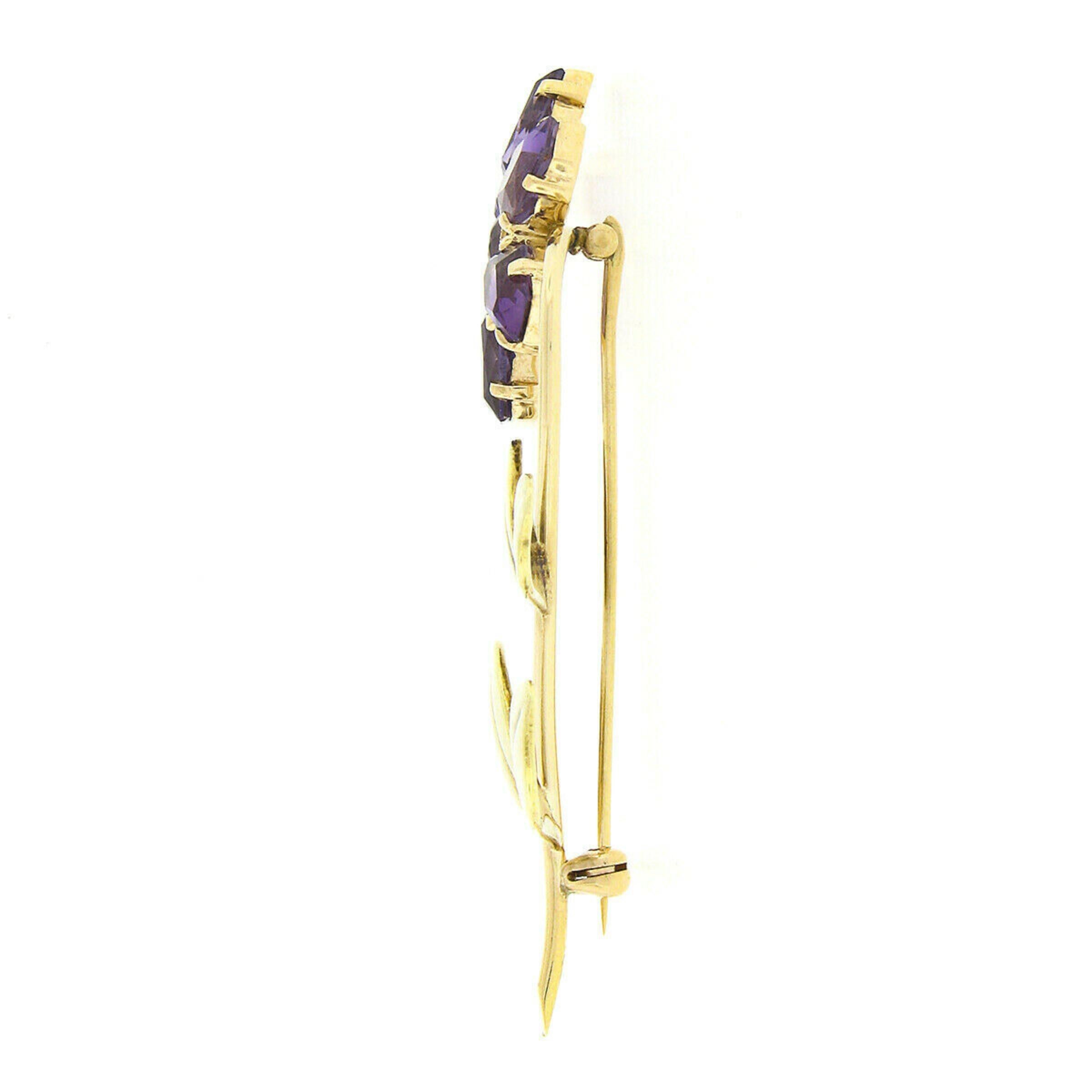 Wordley, Allsopp & Bliss 14k zweifarbige Gold 10,55ctw Amethyst-Blumenbrosche/Anstecknadel, Wordley (Art nouveau) im Angebot