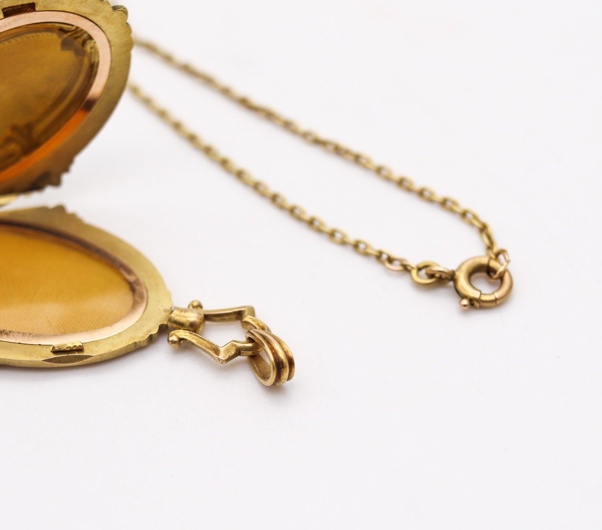 WORDLEY ALLSOPP & BLISS 1910 Collana edoardiana con smalto guilloché in oro 14Kt in vendita 3
