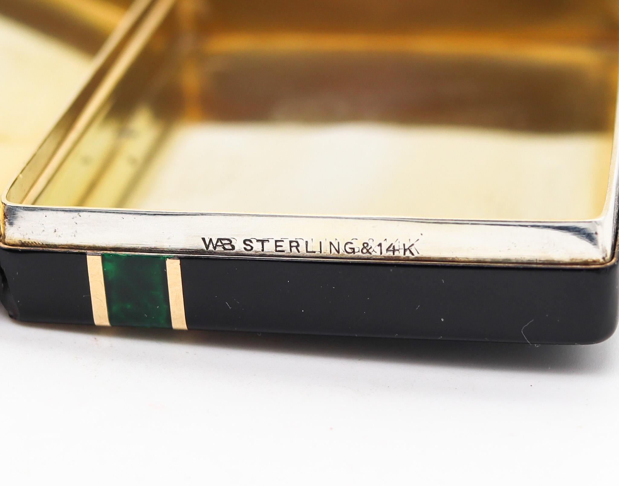 Wordley Allsopp & Bliss 1930 Art Deco Lackierte Schachtel aus 14 Karat Gold und Sterling (Handgefertigt) im Angebot